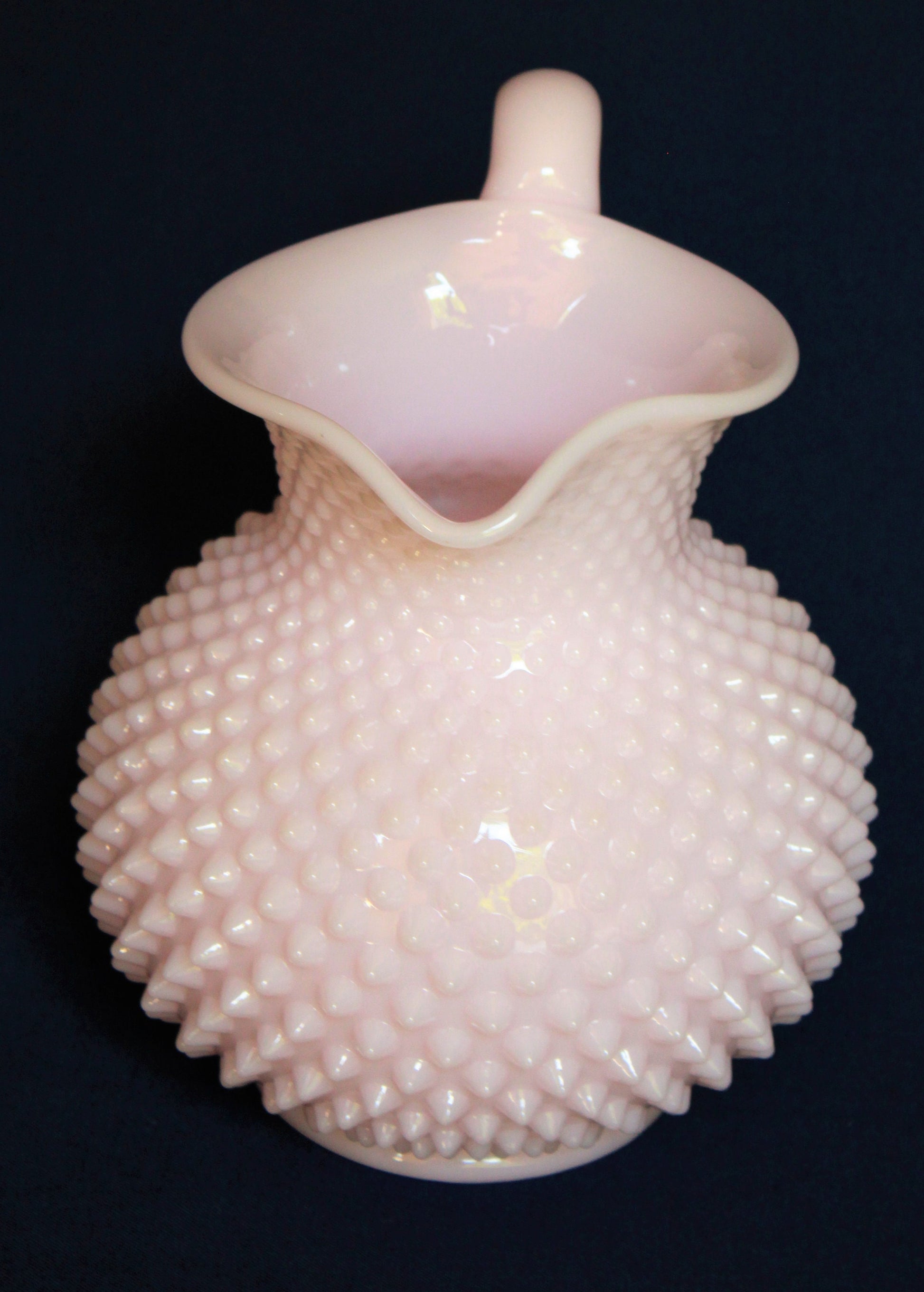 Mosser Pink Hobnail Pitcher, Crown Tuscan 88 oz Hobnail Beverage Server
