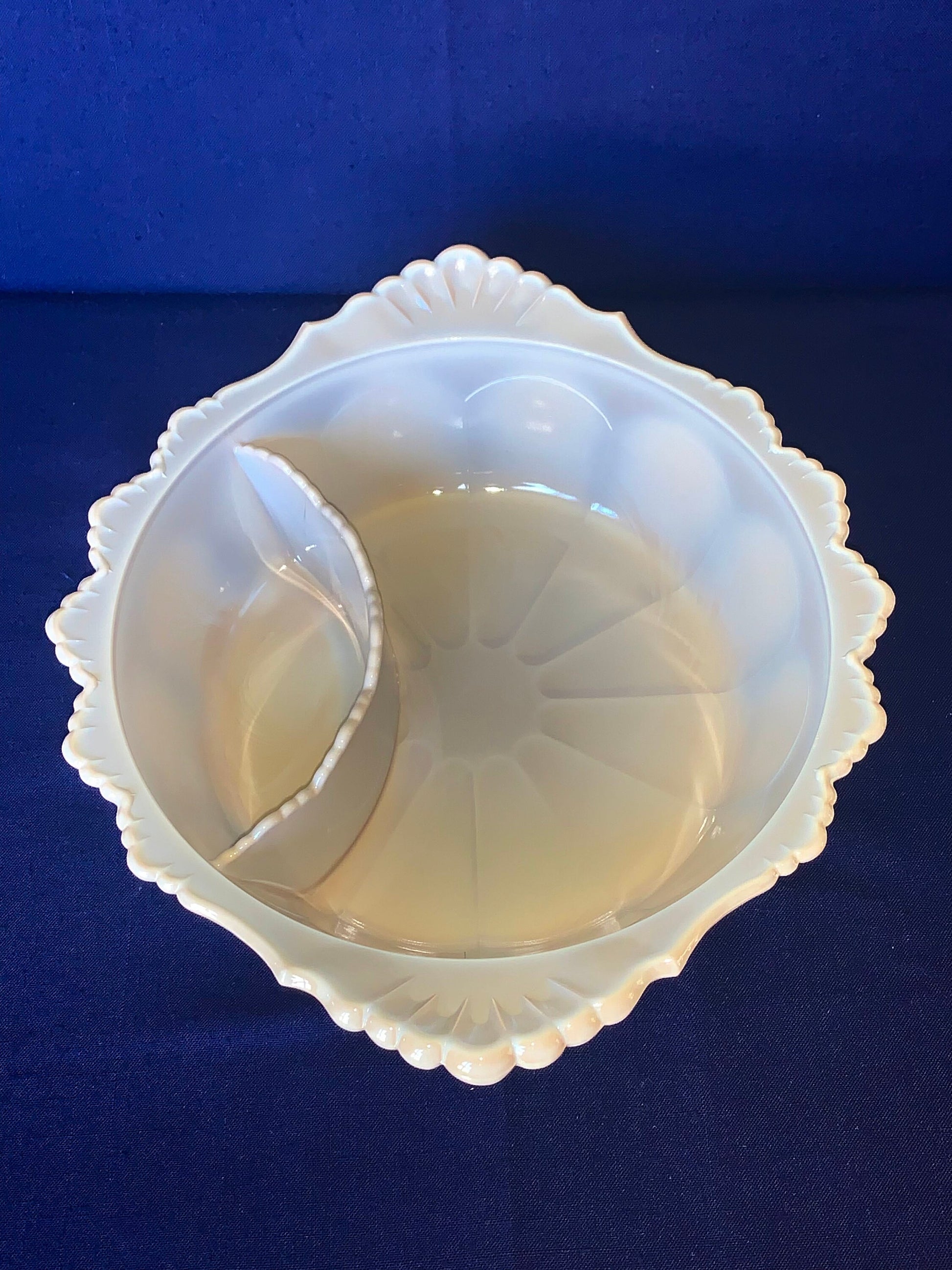 Mosser Grey Chip & Dip Bowl, 3 1/2" High by 12 3/8" Wide, Relish Tray, Vegetable and Dip, Shrimp and Cocktail