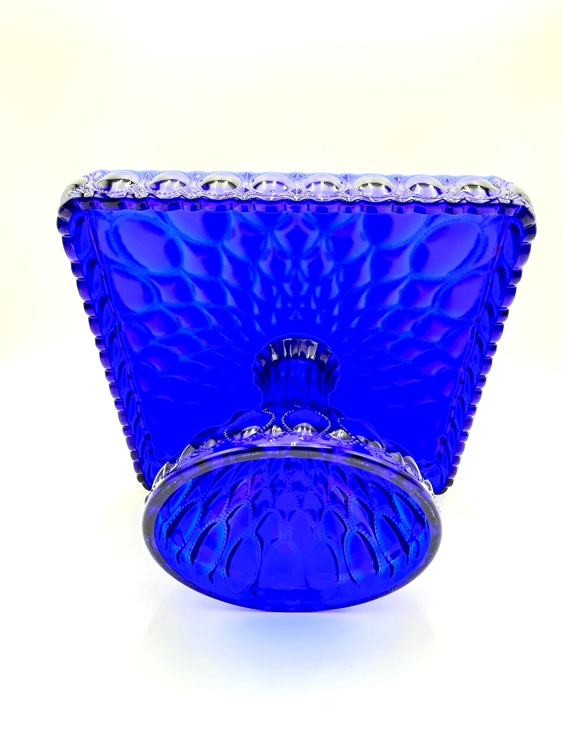 Mosser Cobalt Cake Stand or Cake Plate 10" Square Elizabeth Quilted Pedestal Cake Plate Wedding, Shower, Cupcakes