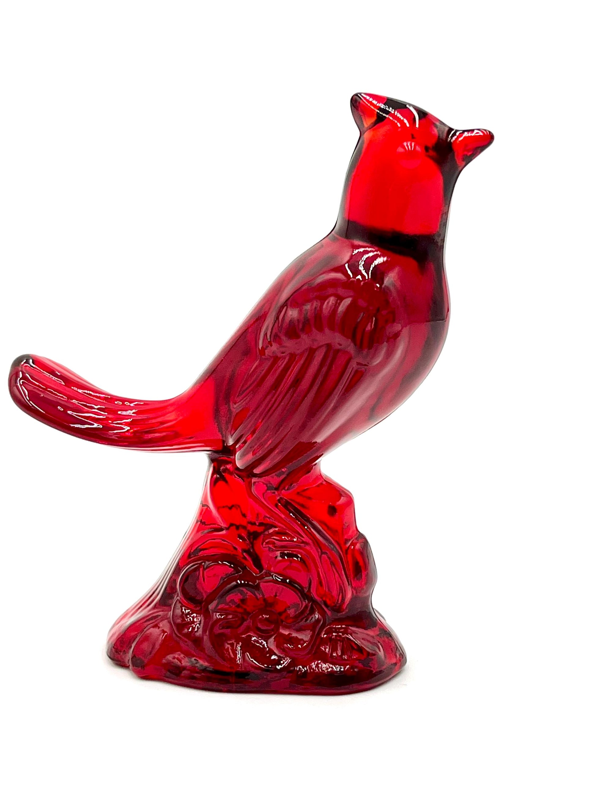 Mosser Red Cardinal 5" High Ruby Red Glass Cardinal with Cadmium