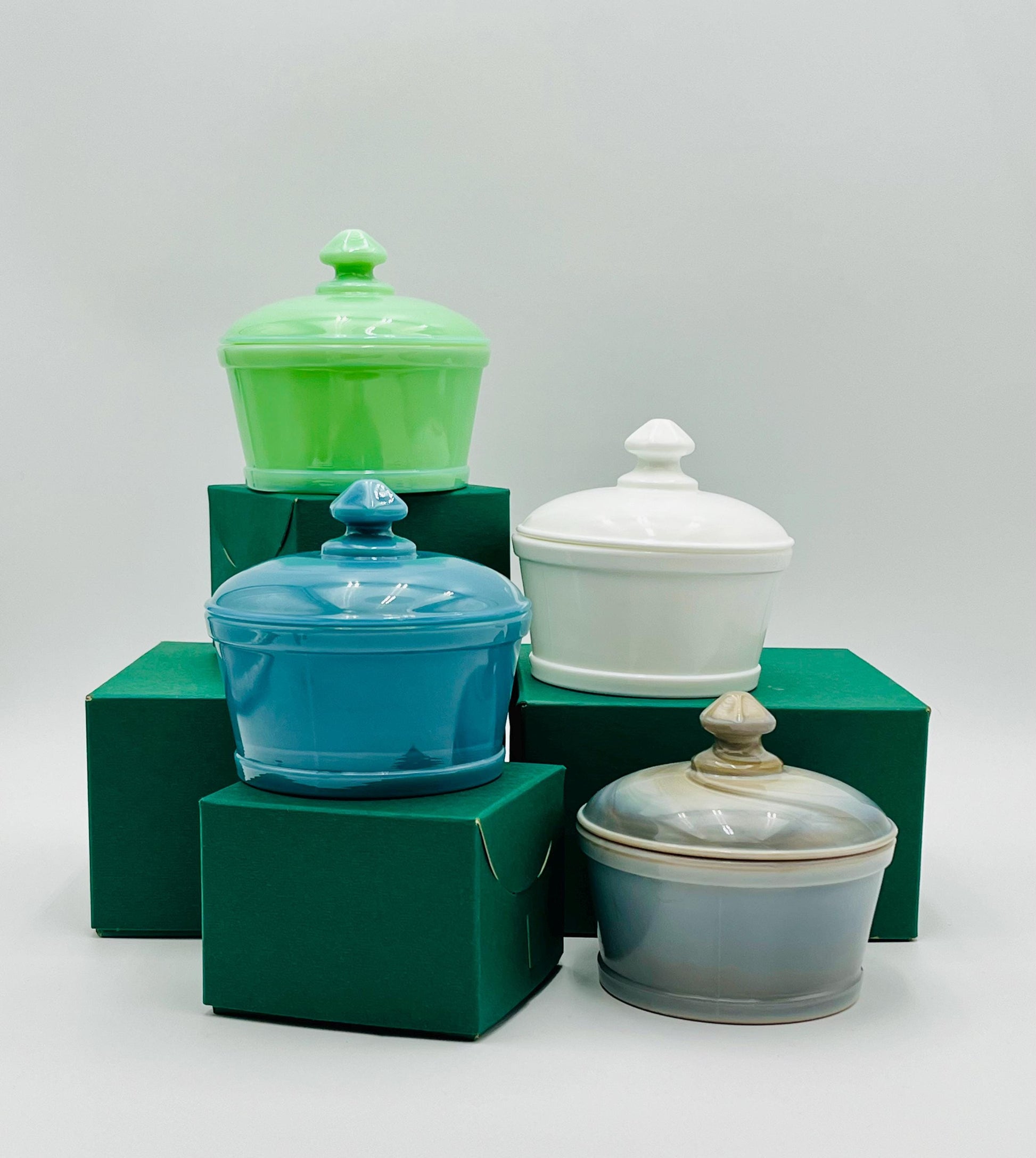Mosser Butter Dish YOUR Choice of Color, Jadeite, Milk Glass, Grey Marble or Georgian Blue Great Covered Sugar Bowl
