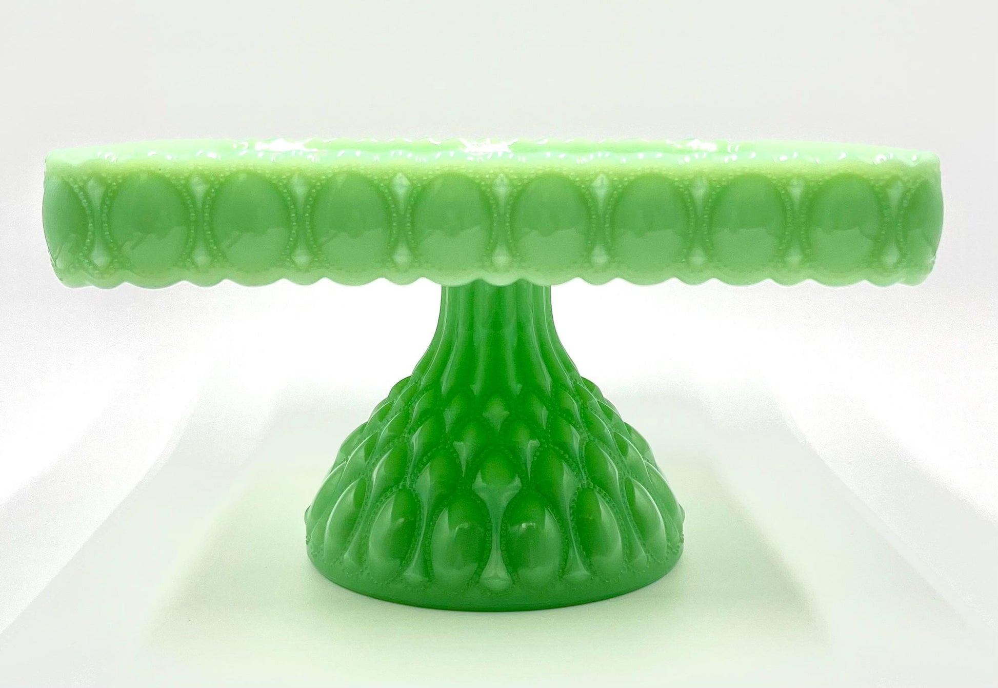 Mosser Jadeite Cake Stand or Cake Plate 10" Square Elizabeth Quilted Pedestal Cake Plate Wedding, Shower, Cupcakes