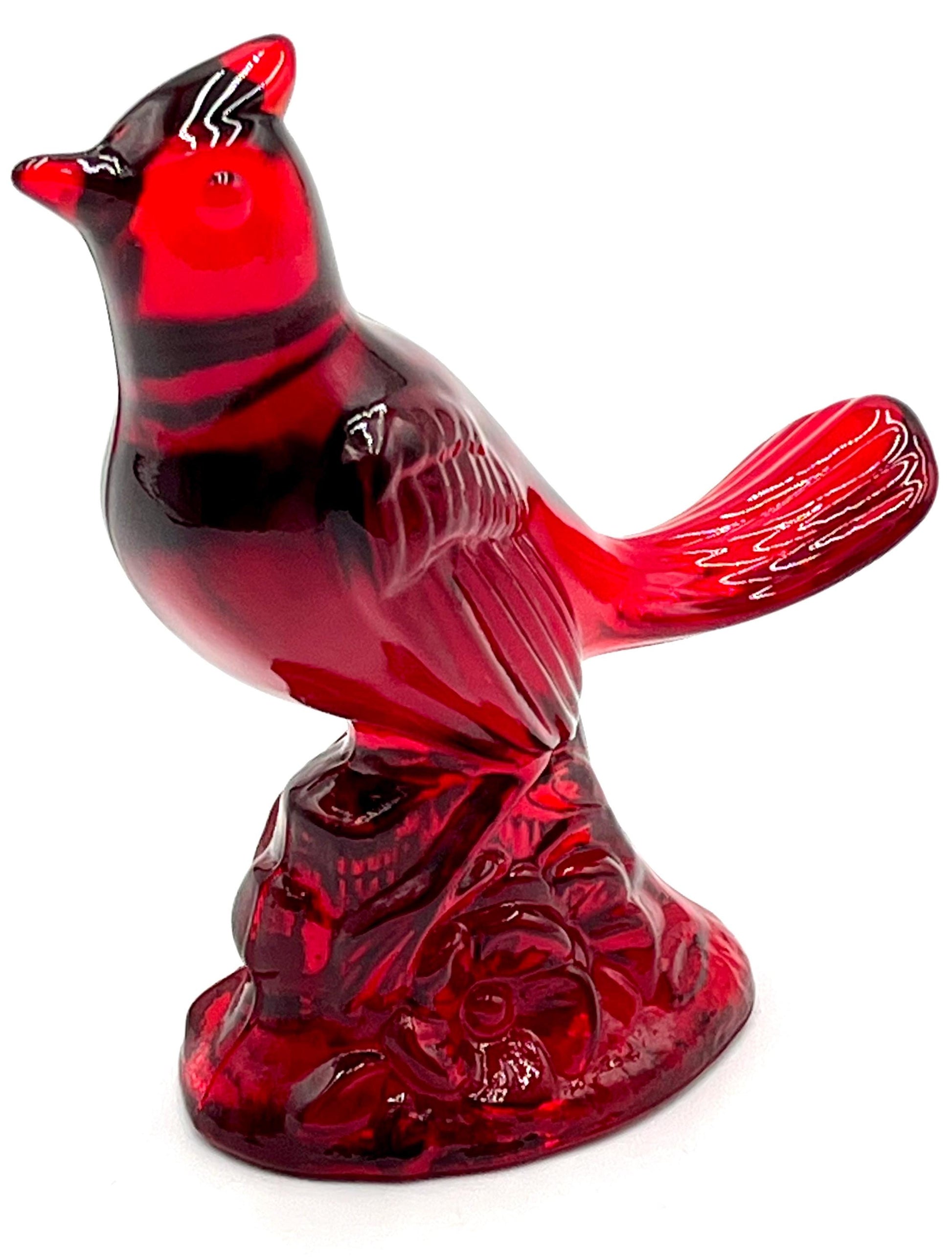 Mosser Red Cardinal 5" High Ruby Red Glass Cardinal with Cadmium