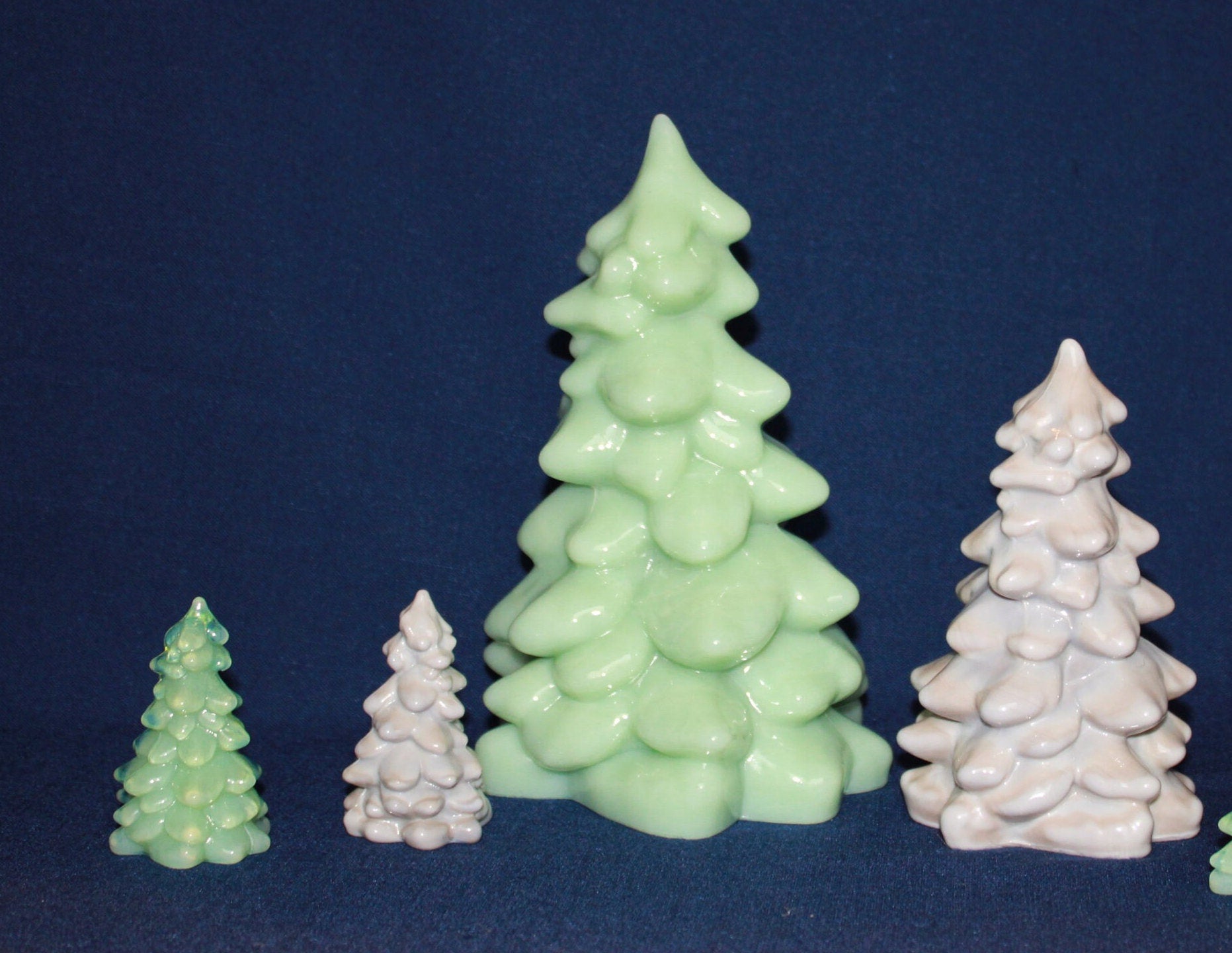Mosser Glass Trees a Set of 4 Trees, 1 Large, 1 Medium and 2 Small Tree Collection Pressed Glass Pine Tree, Choose Color of Set