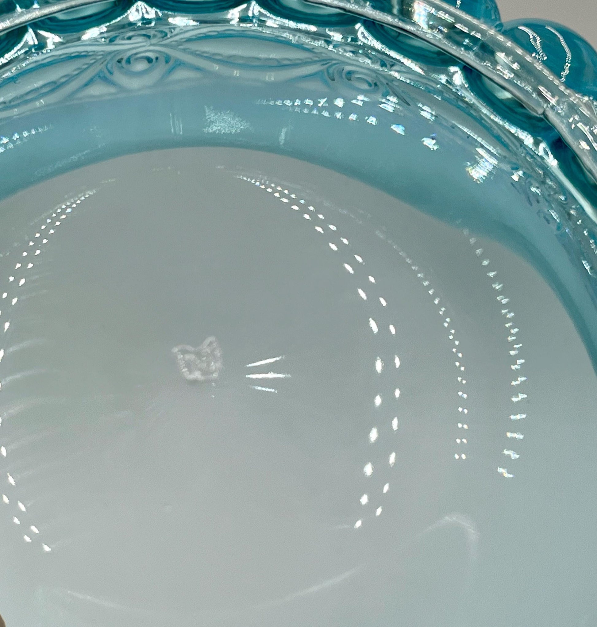 Mosser Glass Eye Winker Covered Candy or Nut Dish Blue Opal, Eye Winkler