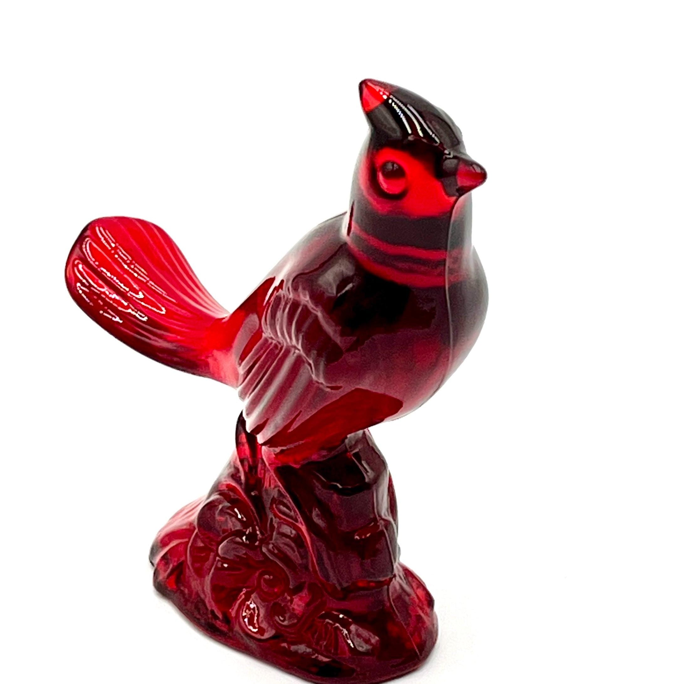 Mosser Red Cardinal 5" High Ruby Red Glass Cardinal with Cadmium