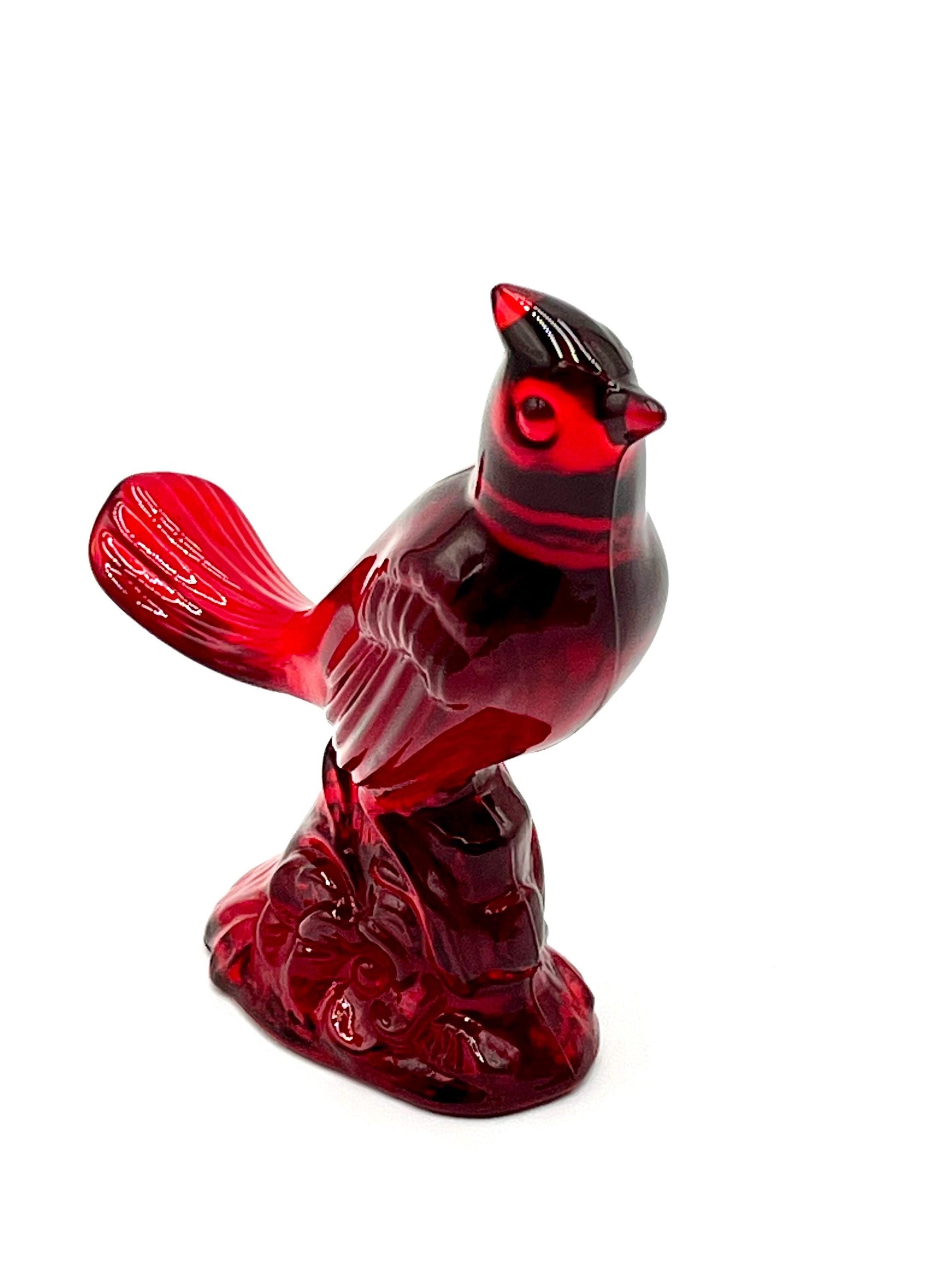 Mosser Red Cardinal 5" High Ruby Red Glass Cardinal with Cadmium