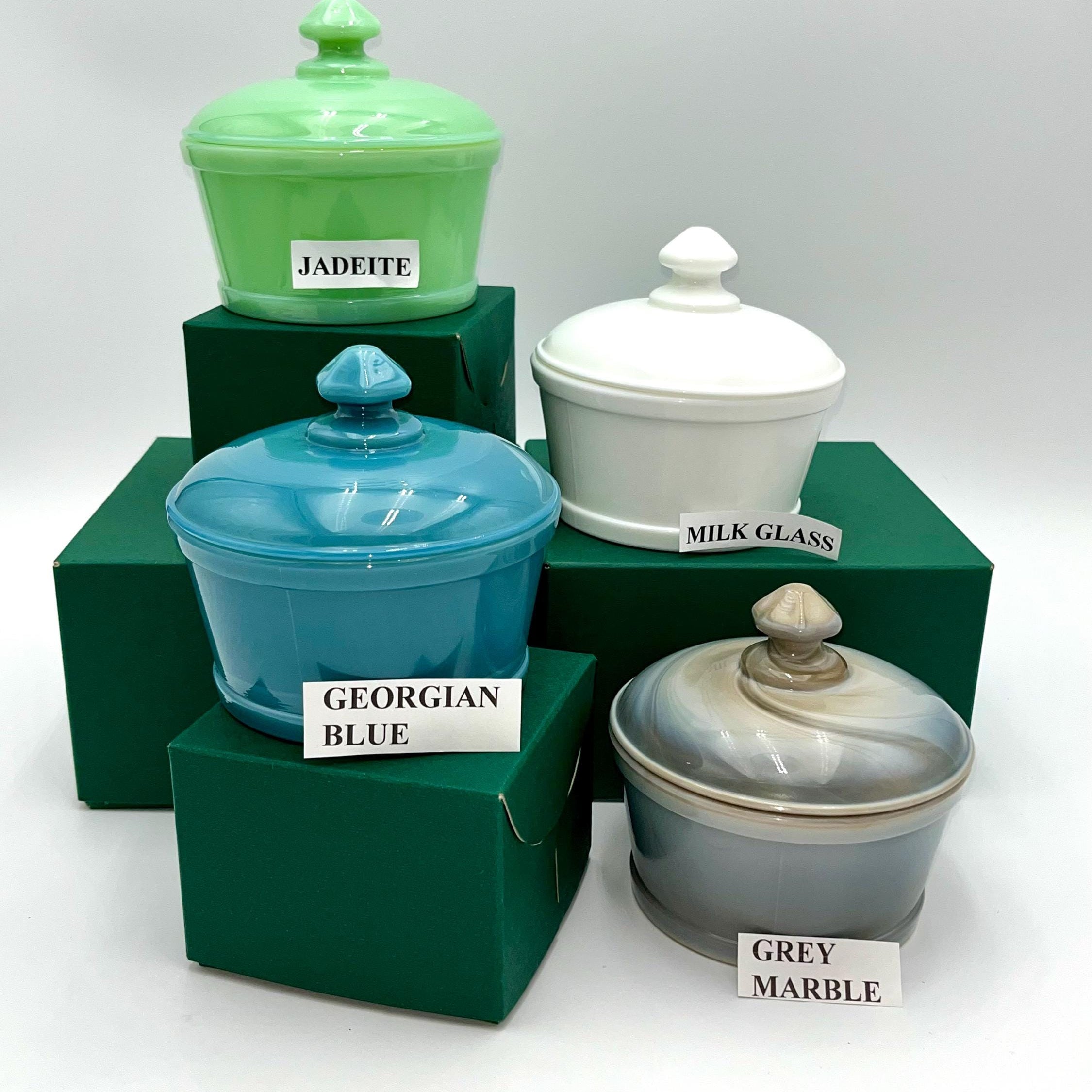 Mosser Butter Dish YOUR Choice of Color, Jadeite, Milk Glass, Grey Marble or Georgian Blue Great Covered Sugar Bowl