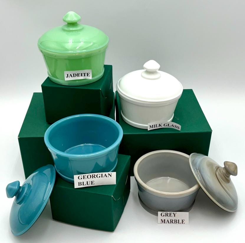 Mosser Butter Dish YOUR Choice of Color, Jadeite, Milk Glass, Grey Marble or Georgian Blue Great Covered Sugar Bowl