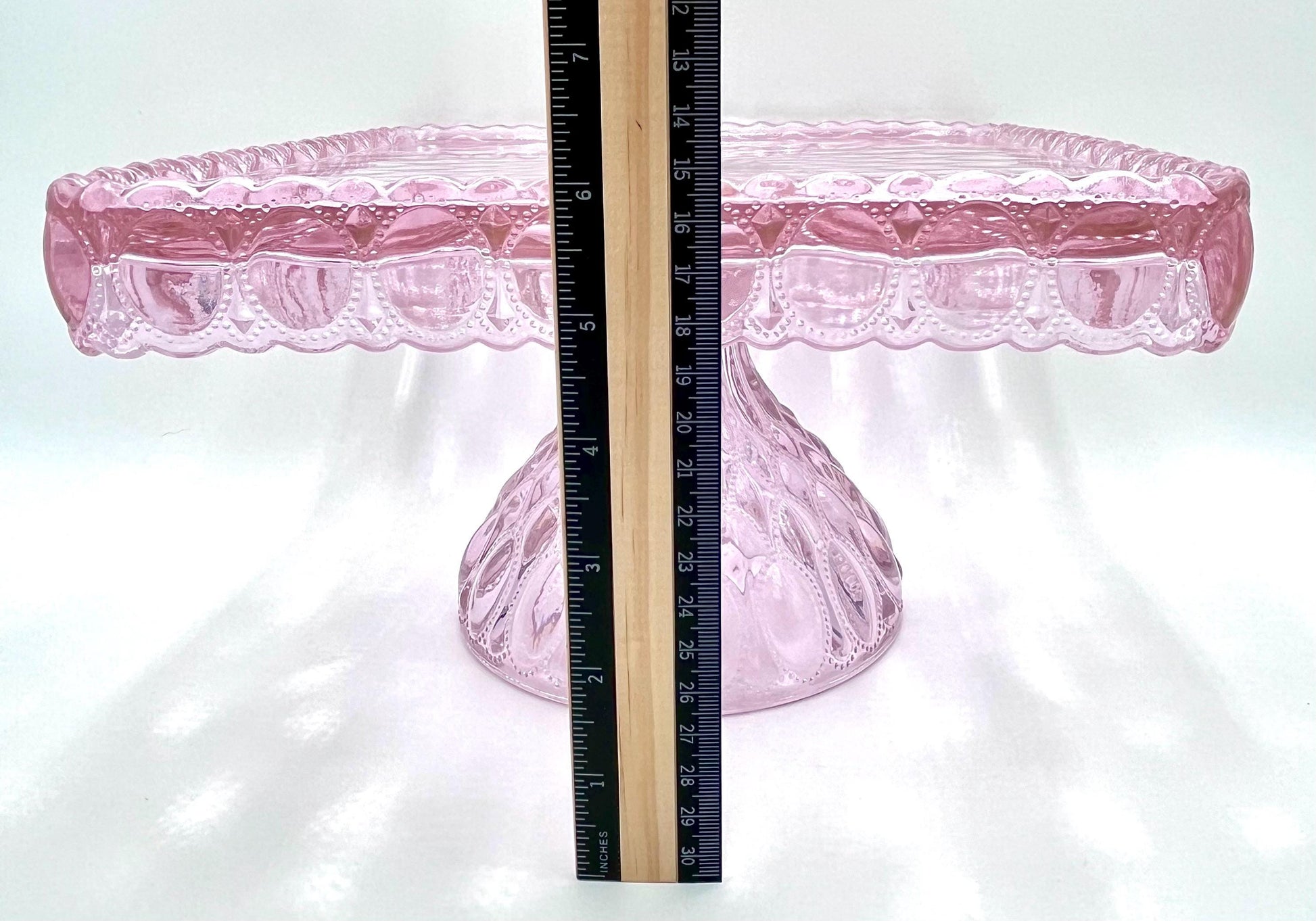 Mosser Pink Cake Stand or Cake Plate 10" Square Elizabeth Quilted Pedestal Cake Plate Wedding, Shower, Cupcakes