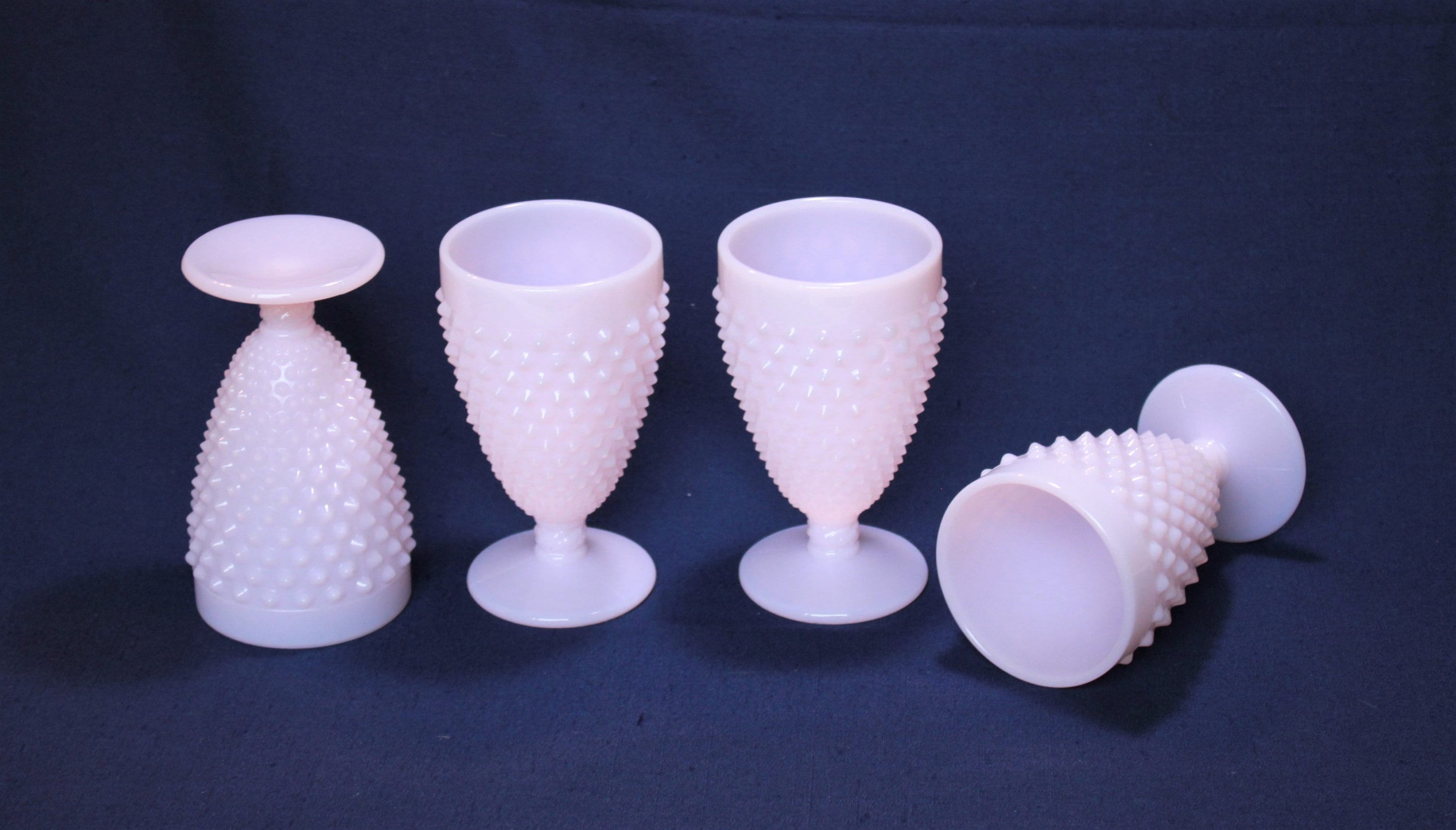 Mosser Crown Tuscan Hobnail Water Goblets Set of 4 Holds 10 oz by Mosser Glass