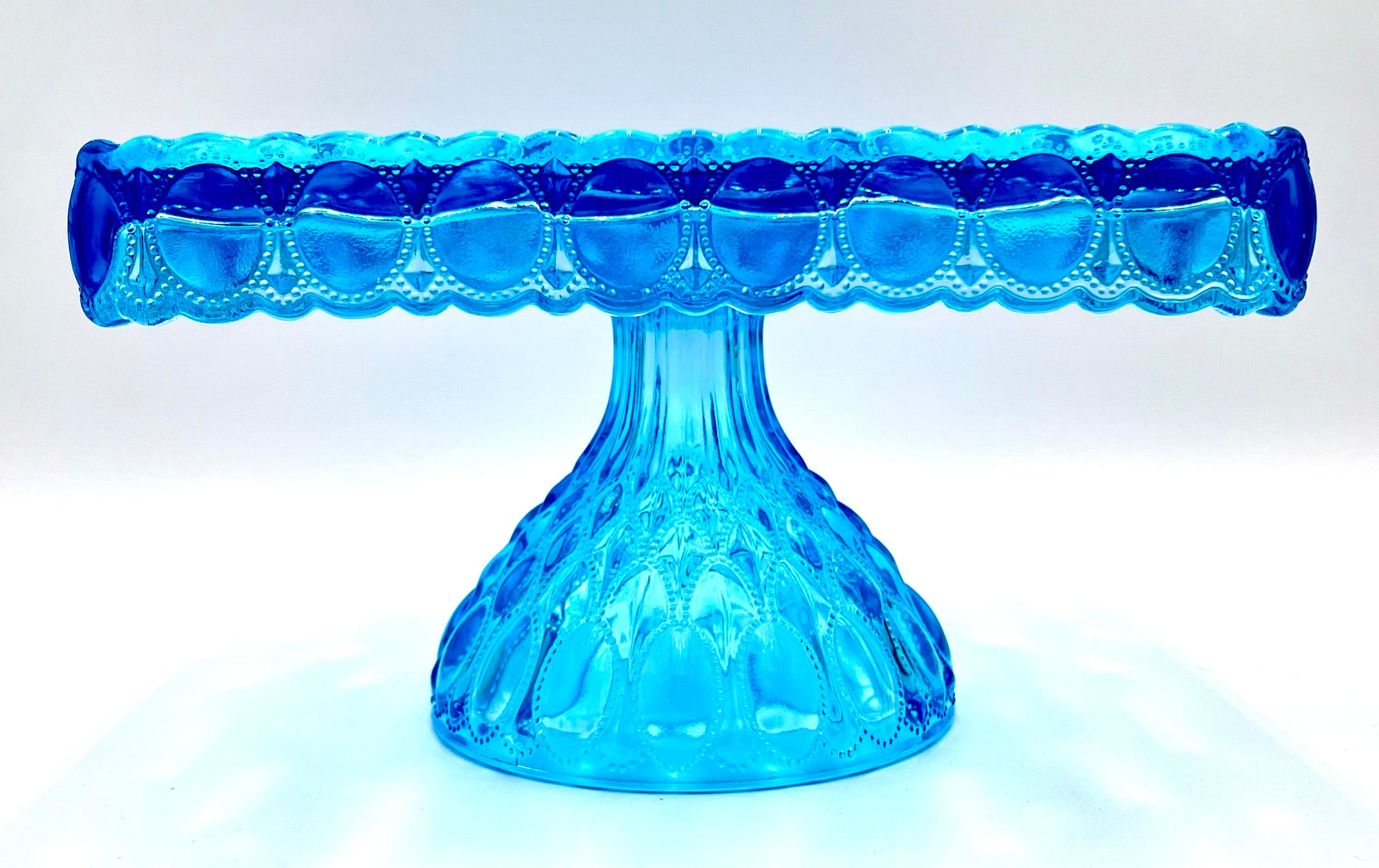 Buffet Blue Cake Stand or Cake Plate 10" Square Elizabeth Quilted Pedestal Cake Plate Wedding, Shower, Cupcakes