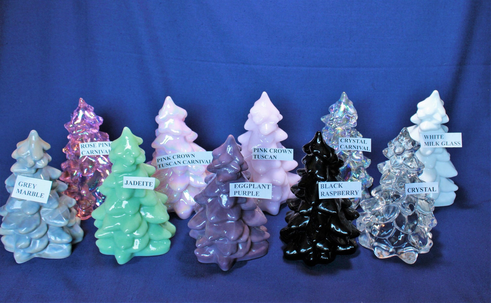 Mosser Glass Tree 5-1/2" Tree, Your Choice of 17 Colors Hand Pressed Glass Pine Tree