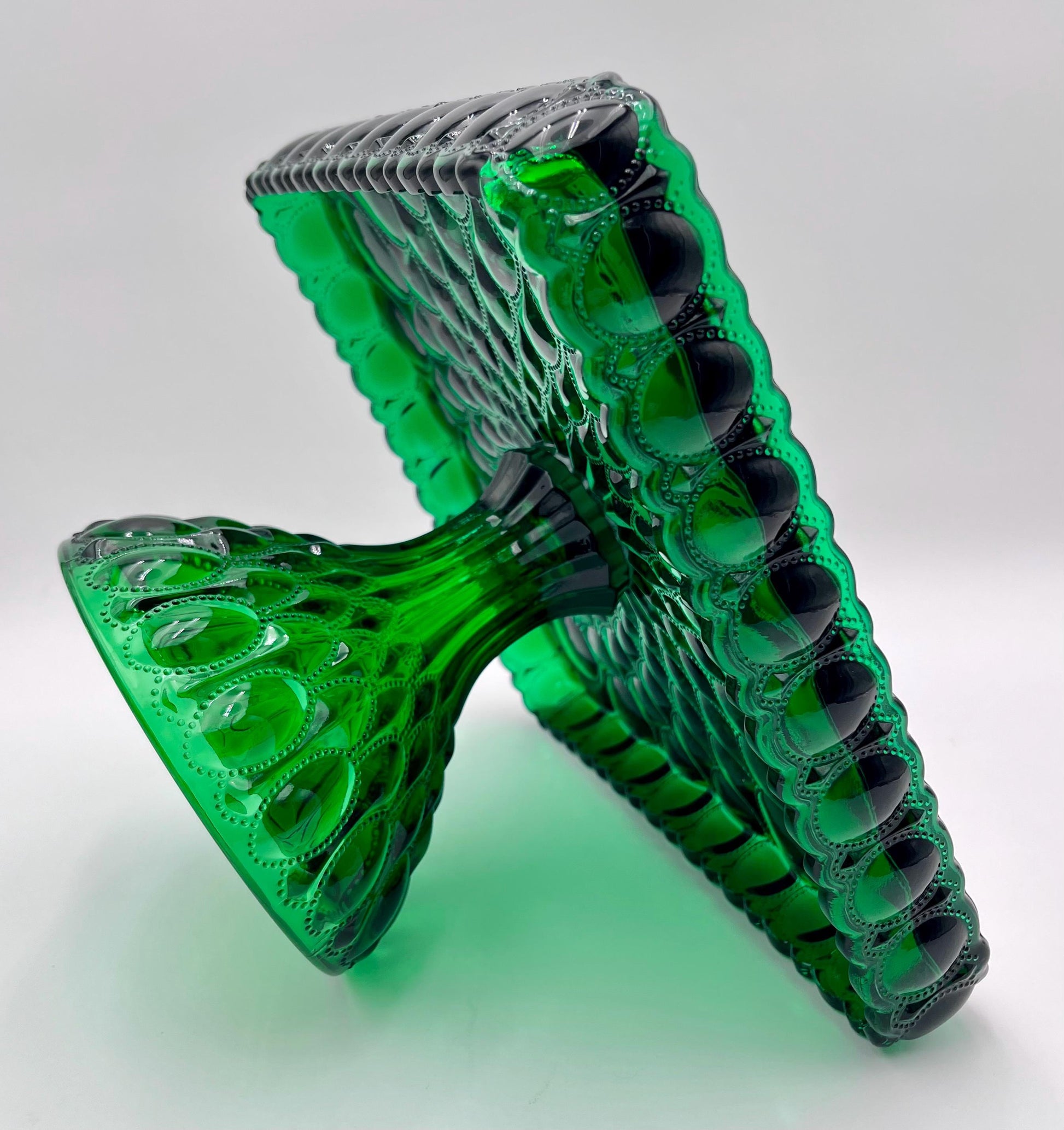 Mosser Hunter Green Cake Stand or Cake Plate 10" Square Elizabeth Quilted Pedestal Cake Plate Wedding, Shower, Cupcakes