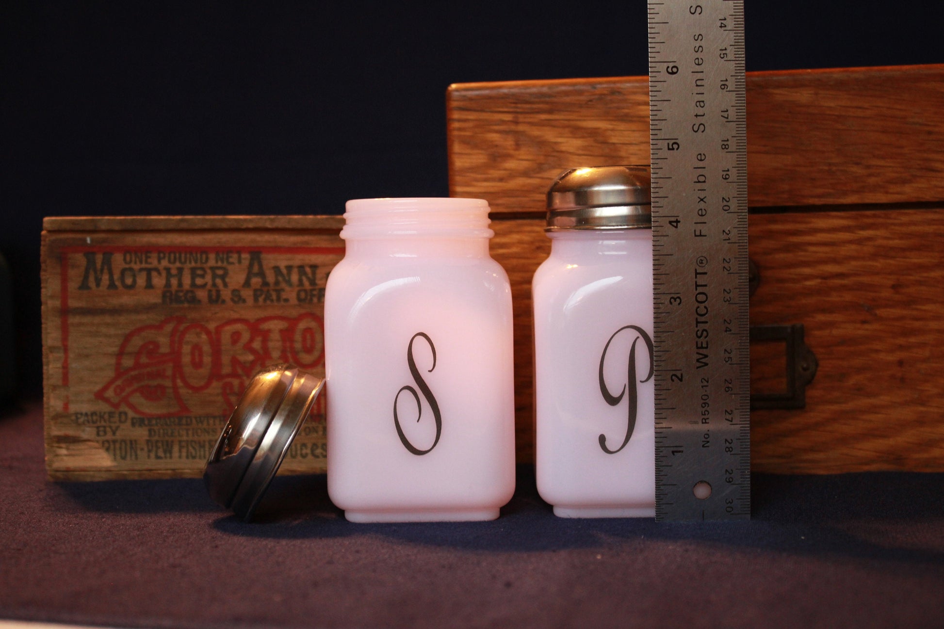 Monogram Salt and Pepper Shakers by Mosser Farmhouse Style, Your Choice of Colors