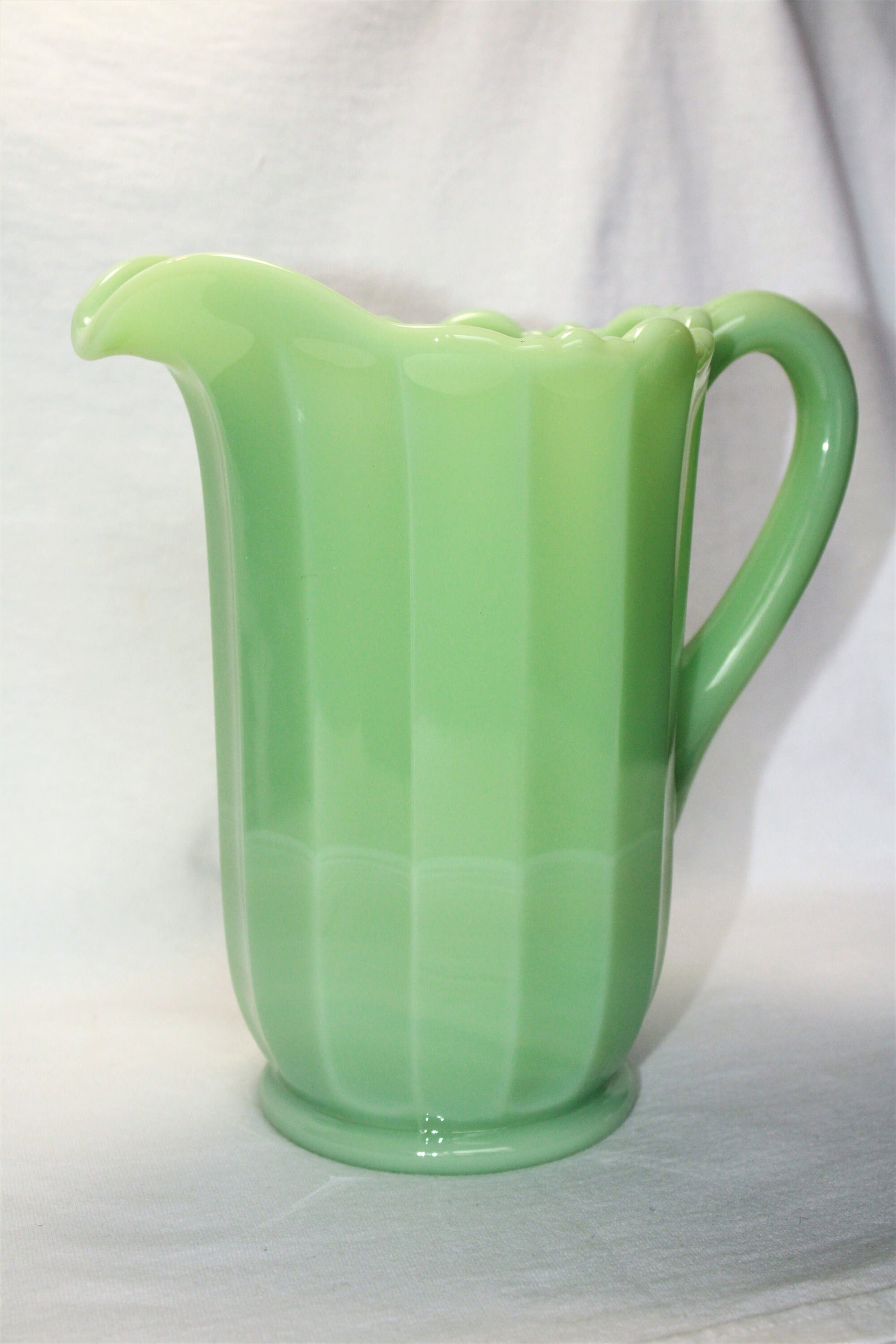 Jadeite Panel Pitcher by Mosser Glass