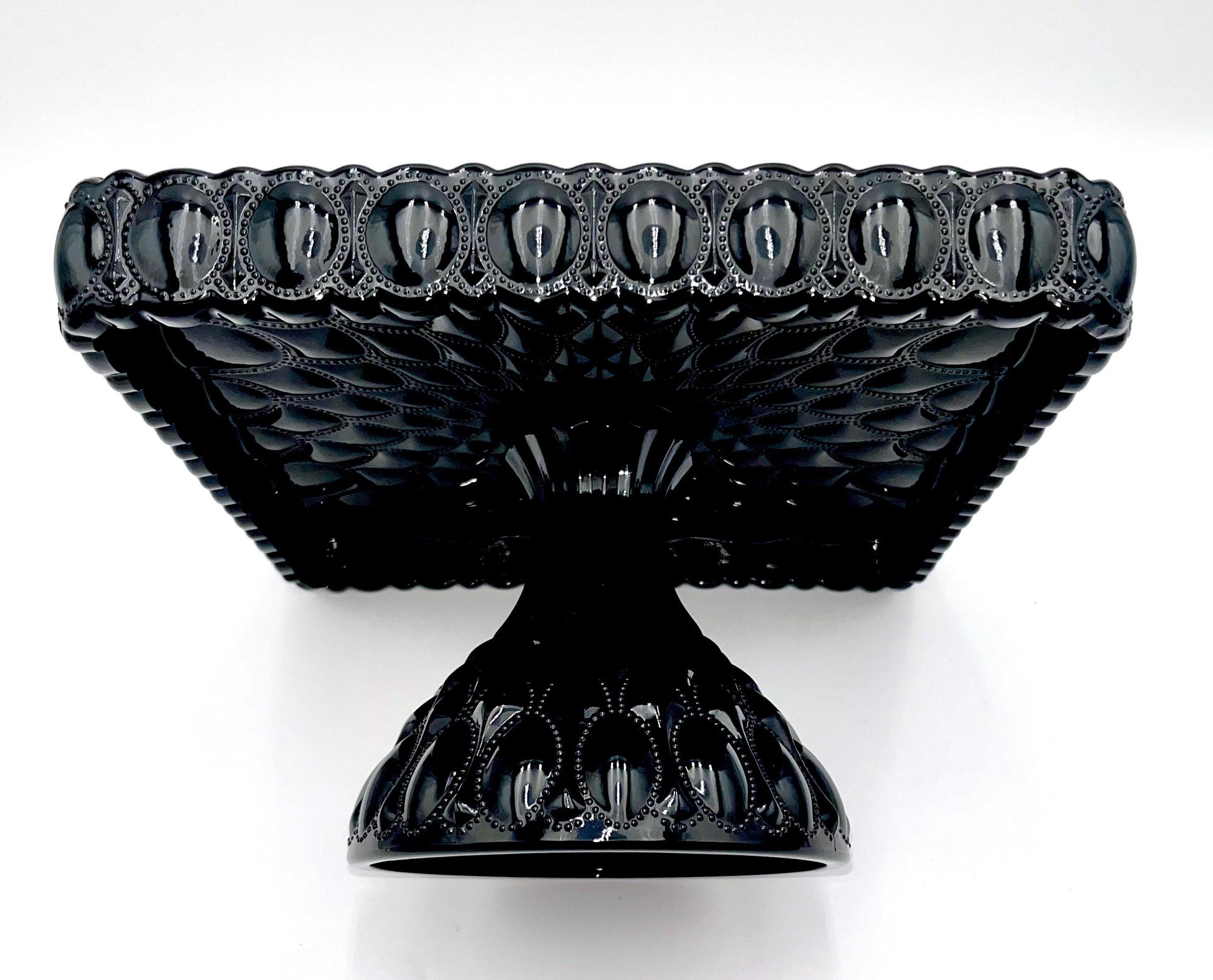 Mosser Square Black Cake Stand or Cake Plate 10" Square Elizabeth Quilted Pedestal Cake Plate Wedding, Shower, Cupcakes