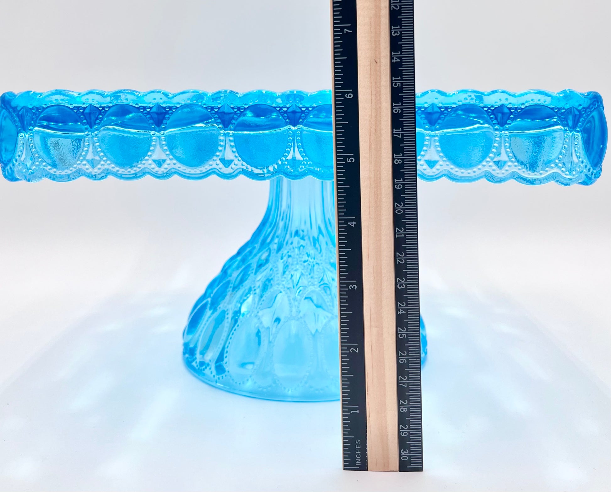 Buffet Blue Cake Stand or Cake Plate 10" Square Elizabeth Quilted Pedestal Cake Plate Wedding, Shower, Cupcakes