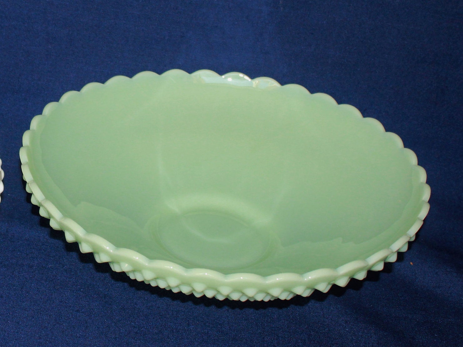 Mosser Jadeite Hobnail Bowl Fruit Bowl by Mosser Glass 11" Wide by 3-7/8" High