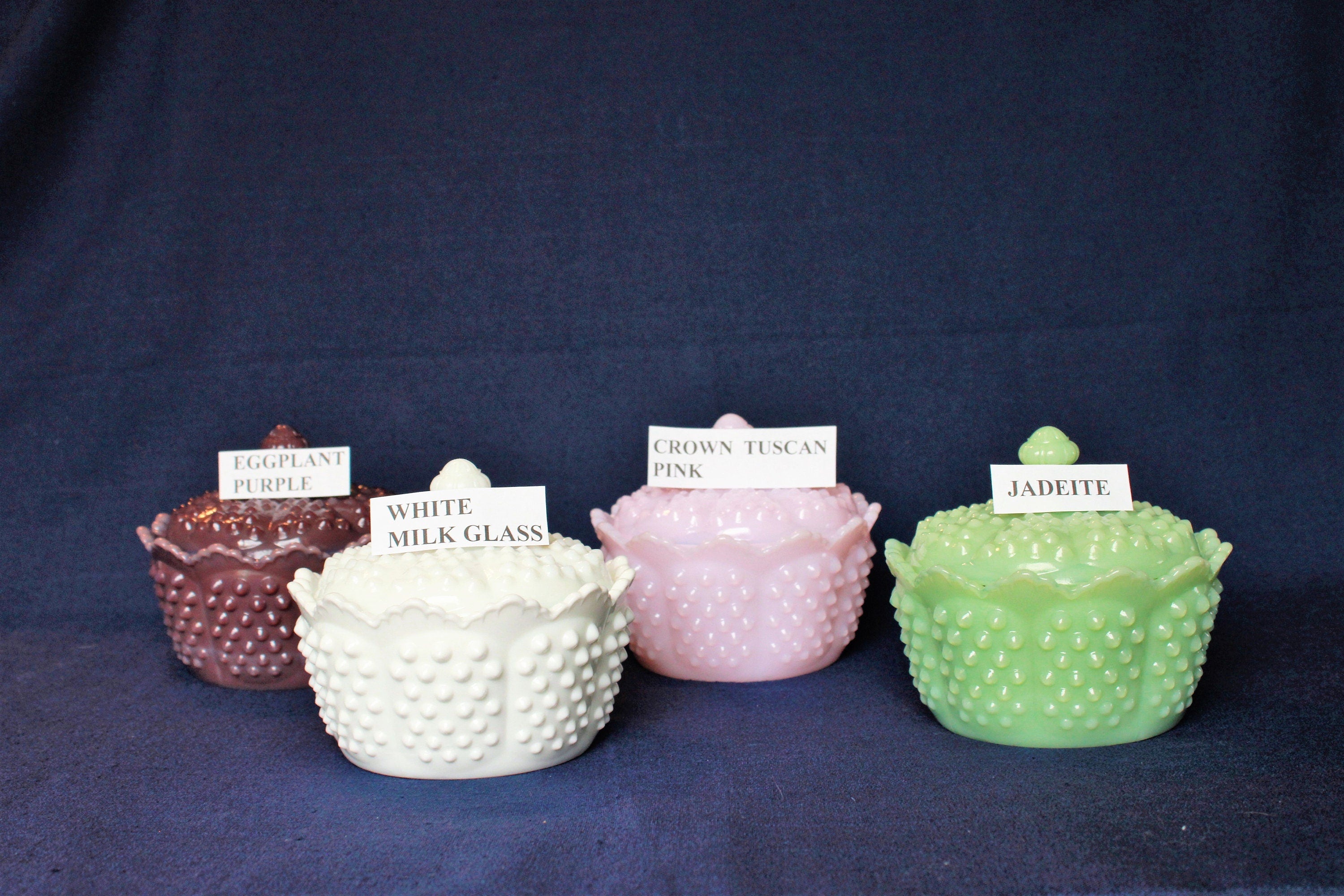 Hobnail Candy Dish, Powder Box Vintage Fenton Molds, YOUR Choice of Colors, Hand Pressed by Artists at Mosser Glass Company