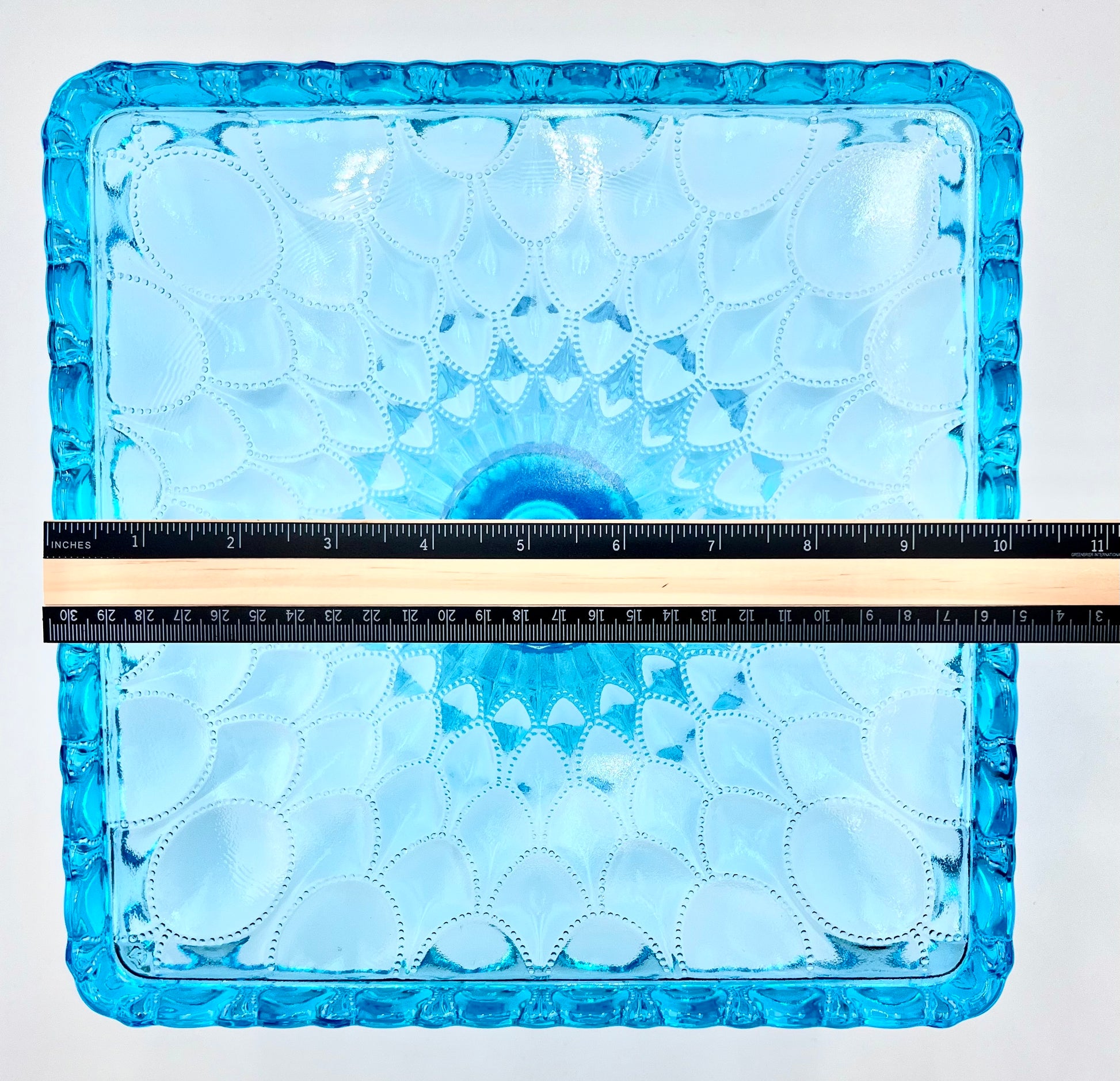 Buffet Blue Cake Stand or Cake Plate 10" Square Elizabeth Quilted Pedestal Cake Plate Wedding, Shower, Cupcakes