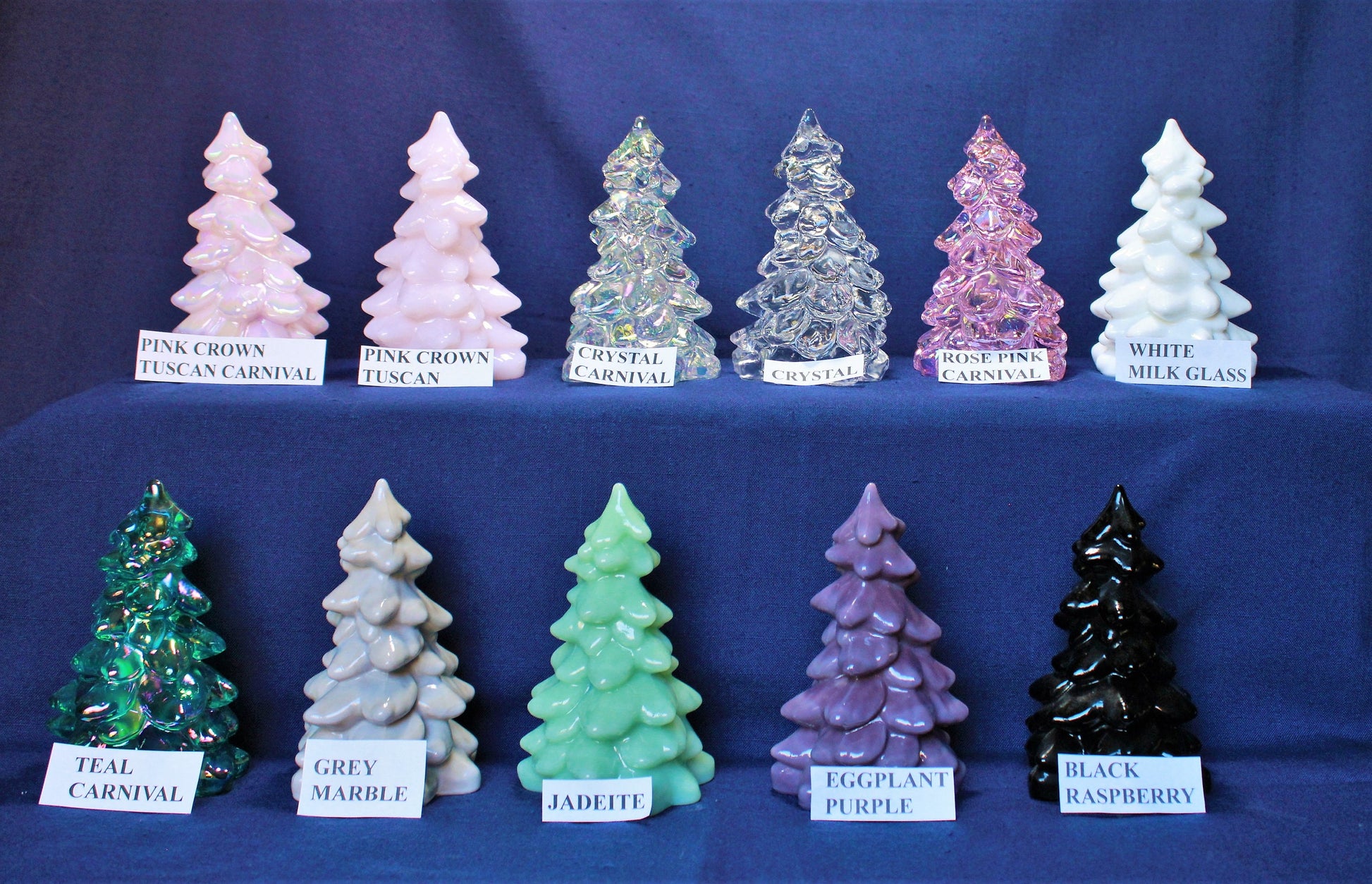 Mosser Glass Tree 5-1/2" Tree, Your Choice of 17 Colors Hand Pressed Glass Pine Tree
