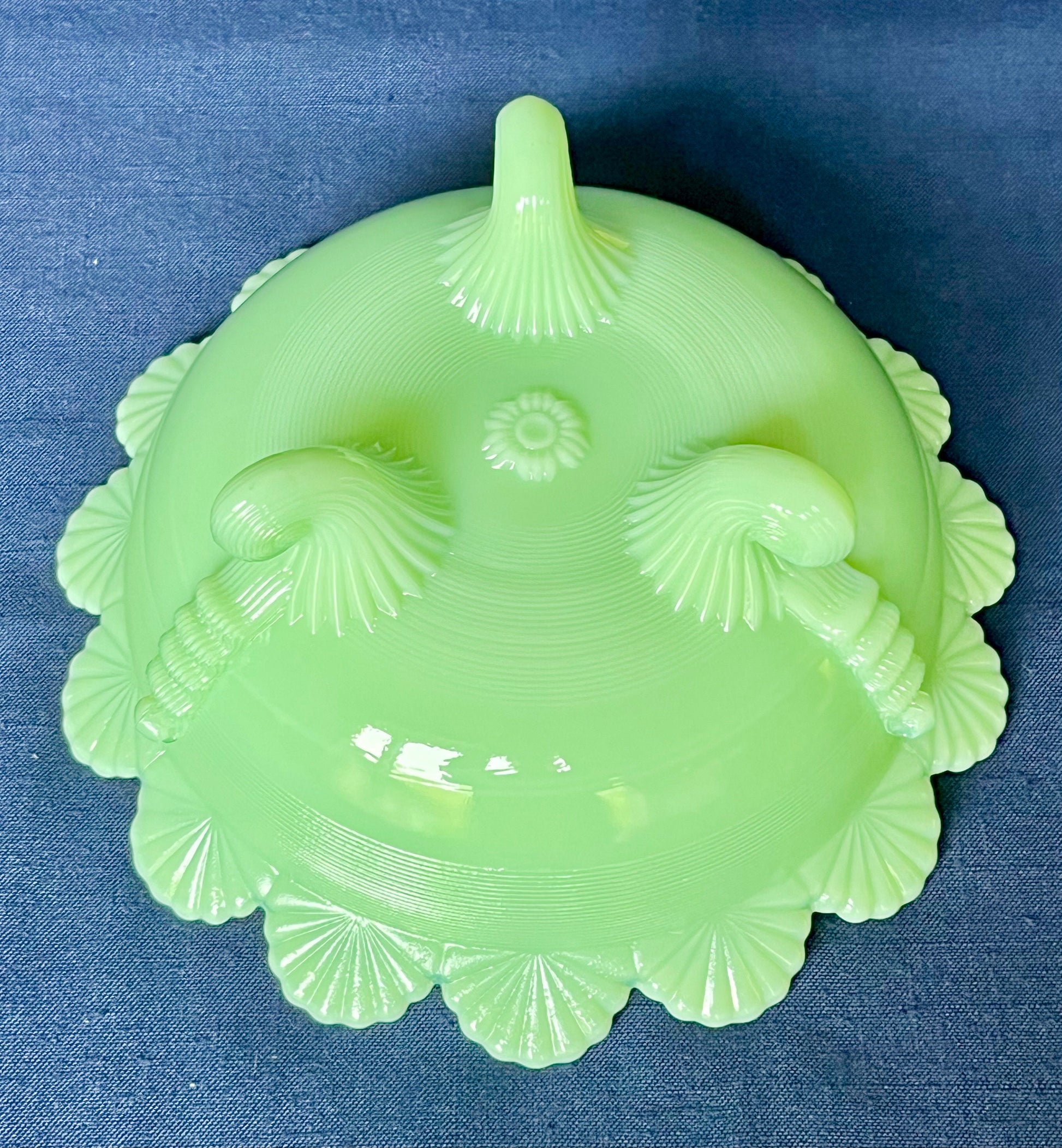 Jadeite Bowl 8" Wide 3 Toed Serving Bowl by Mosser Glass