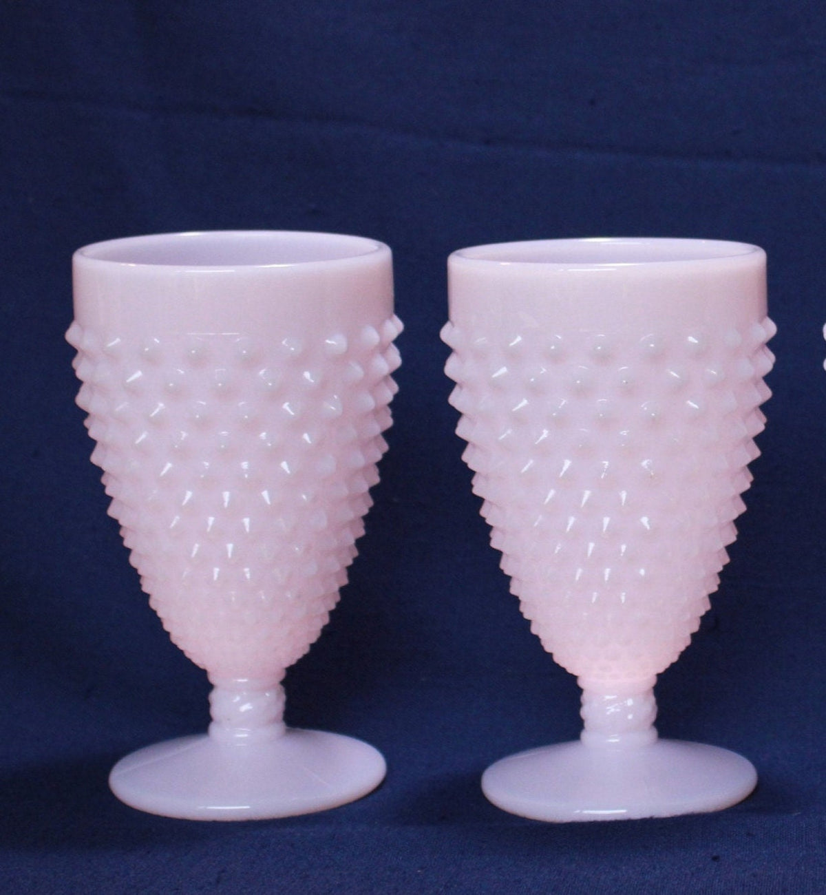 Mosser Pink Hobnail Water Goblets Set of 2 Crown Tuscan Glasses Hold 10 oz Glasses by Mosser Glass