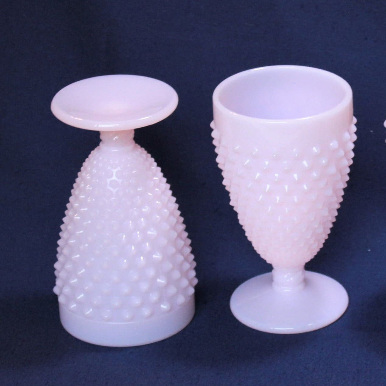 Mosser Pink Hobnail Water Goblets Set of 2 Crown Tuscan Glasses Hold 10 oz Glasses by Mosser Glass