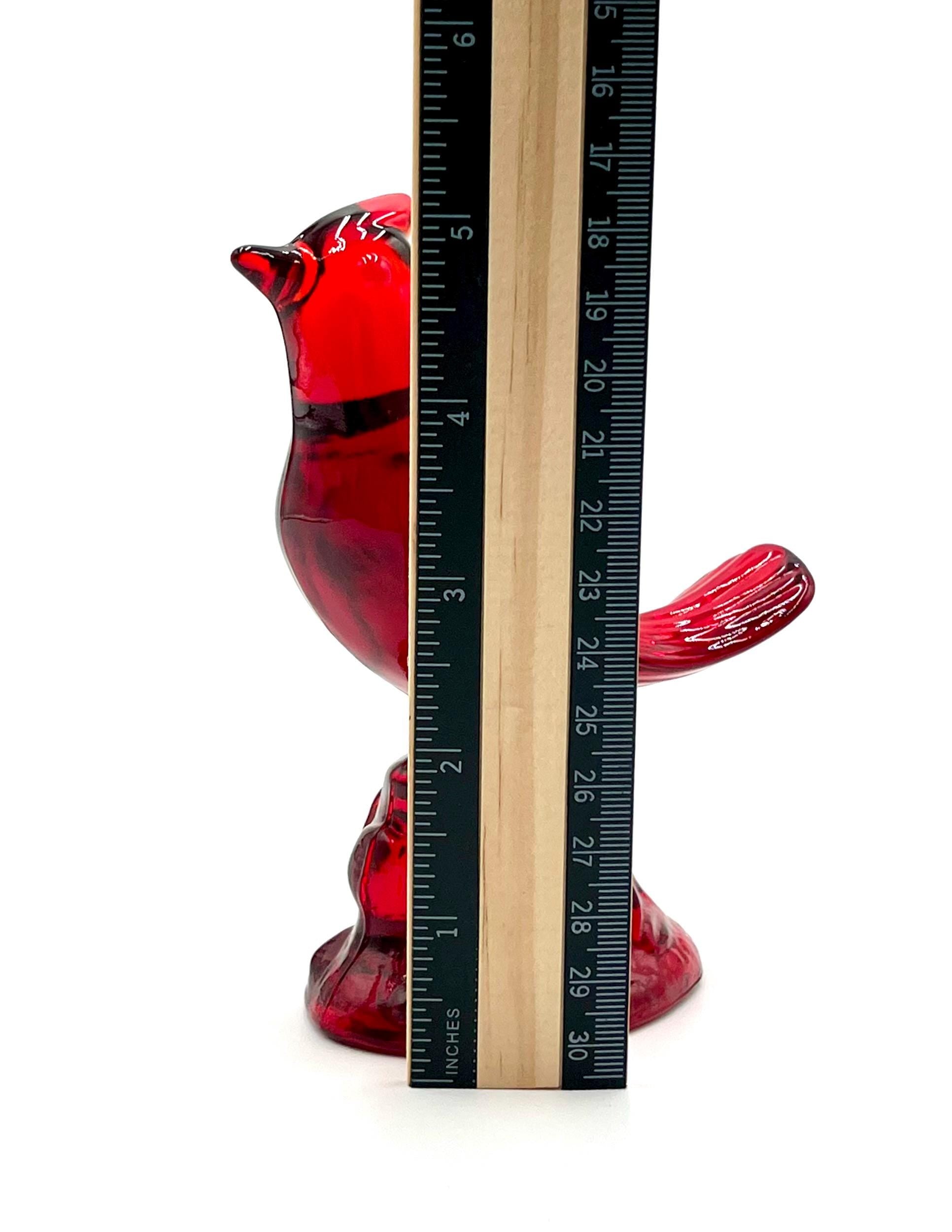 Mosser Red Cardinal 5" High Ruby Red Glass Cardinal with Cadmium