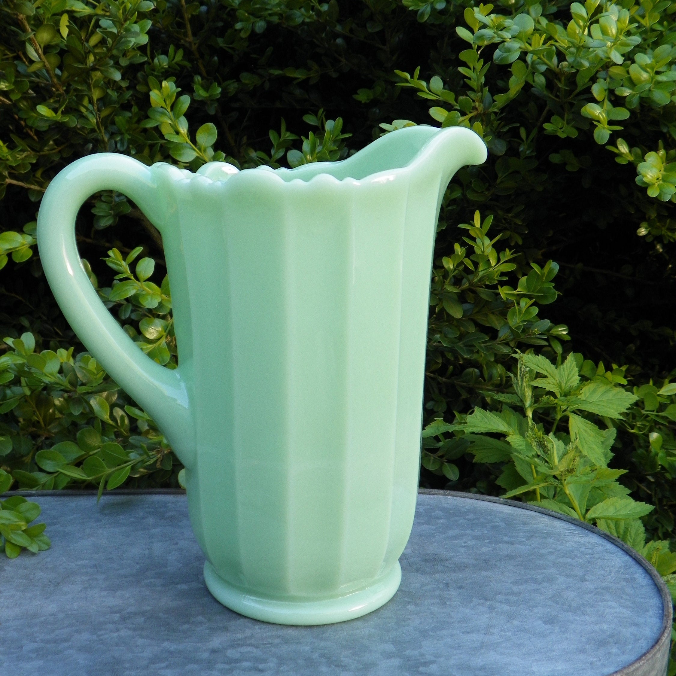 Jadeite Panel Pitcher by Mosser Glass