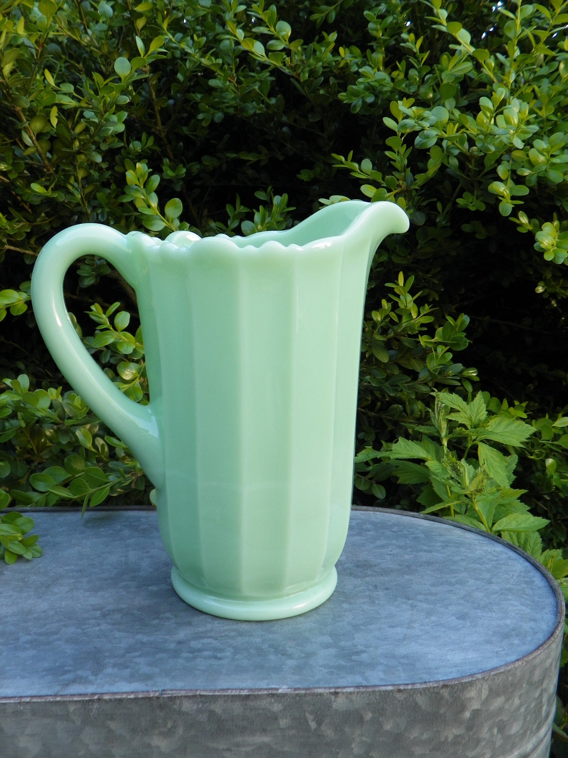 Jadeite Panel Pitcher by Mosser Glass