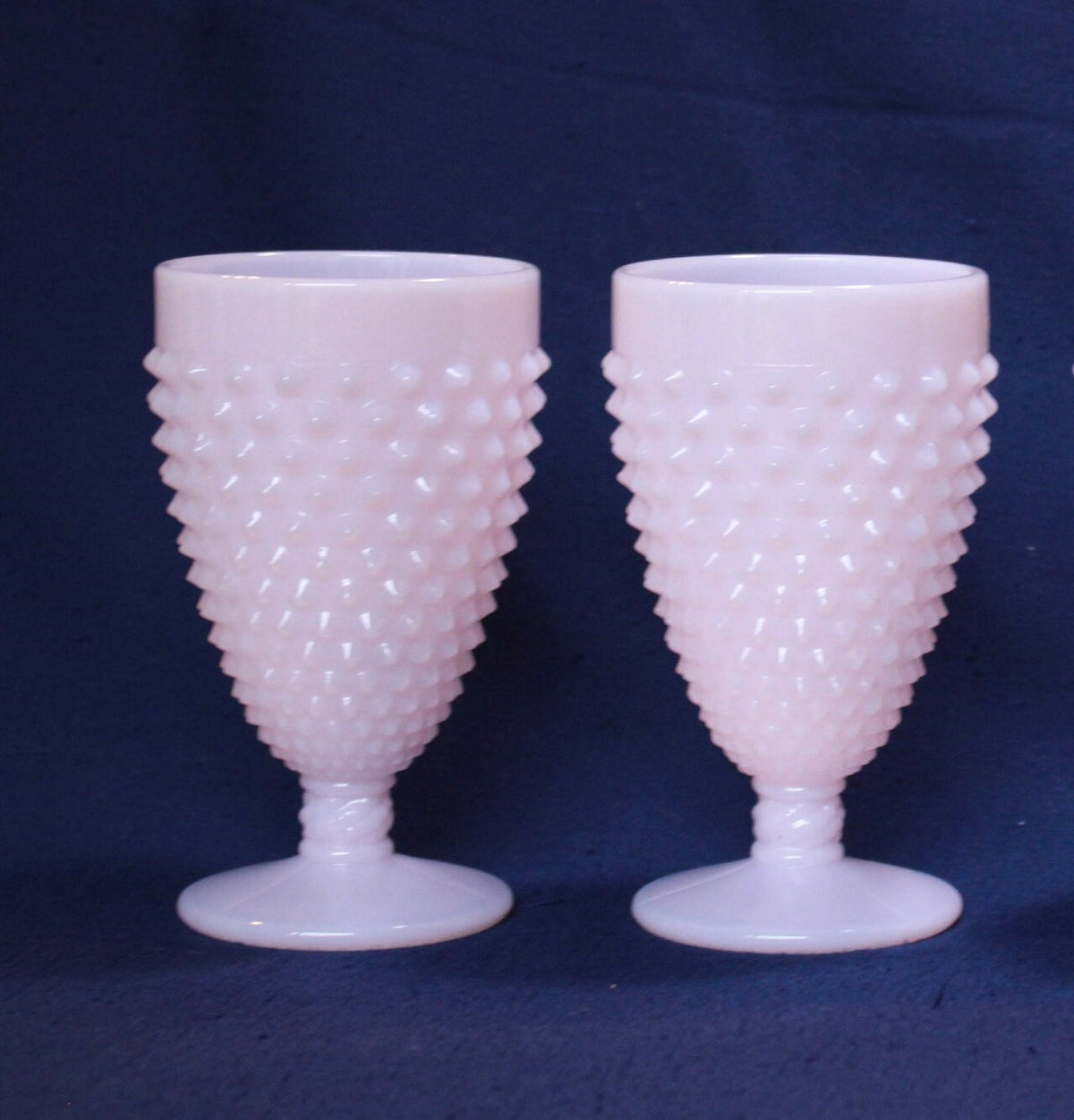 Mosser Pink Hobnail Water Goblets Set of 2 Crown Tuscan Glasses Hold 10 oz Glasses by Mosser Glass