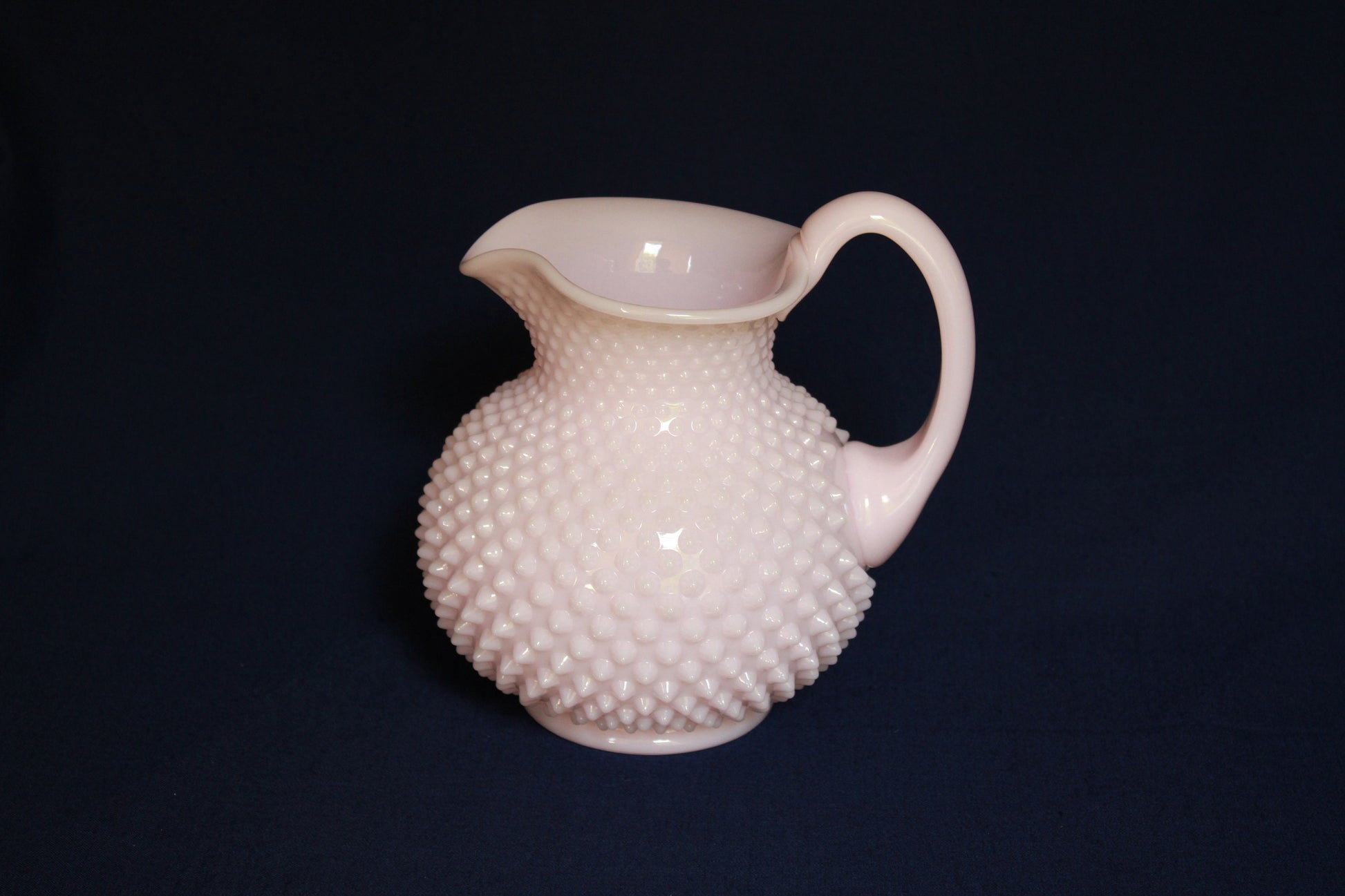 Mosser Pink Hobnail Pitcher, Crown Tuscan 88 oz Hobnail Beverage Server