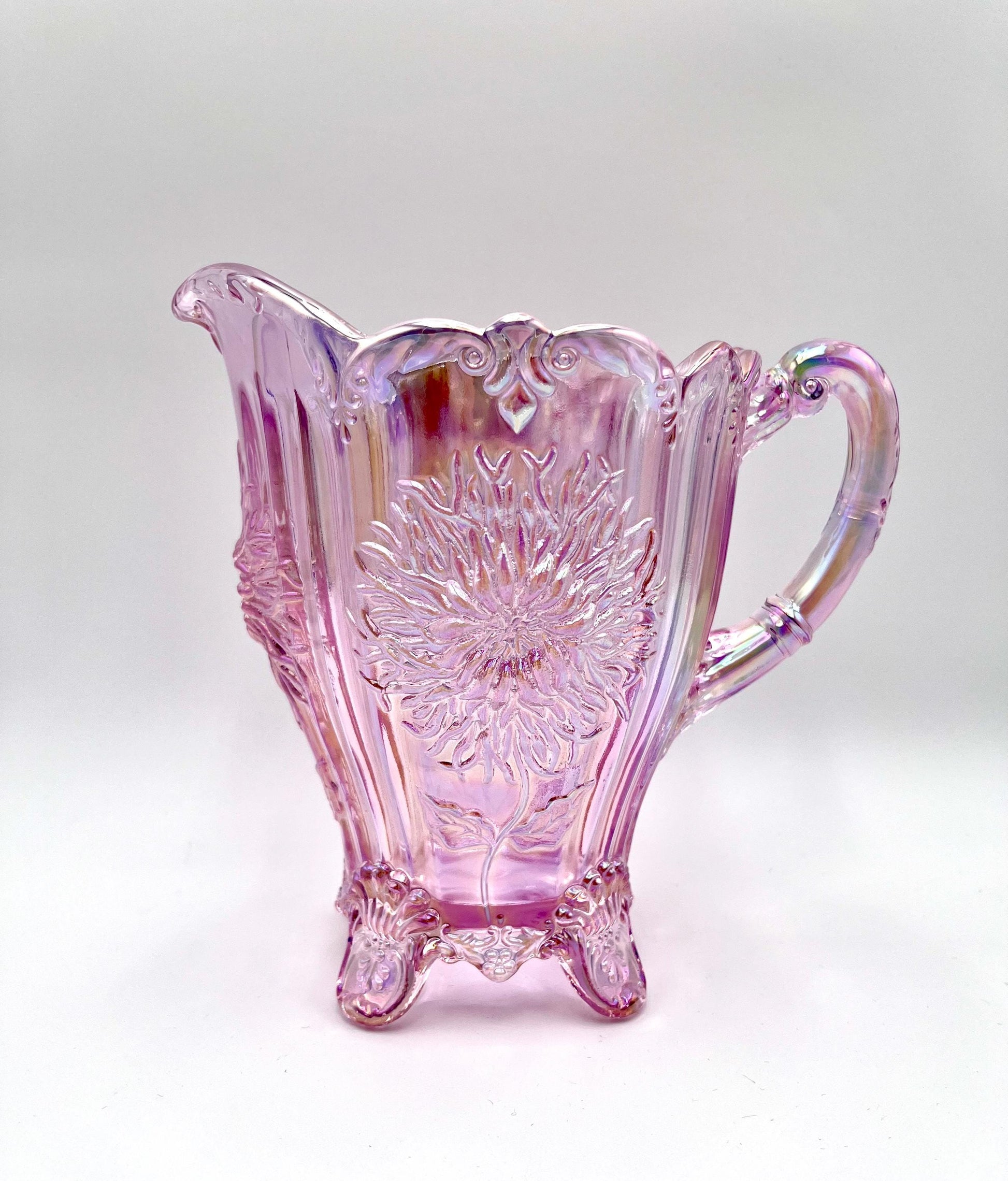 Dahlia Pitcher Pink Carnival by Mosser Glass