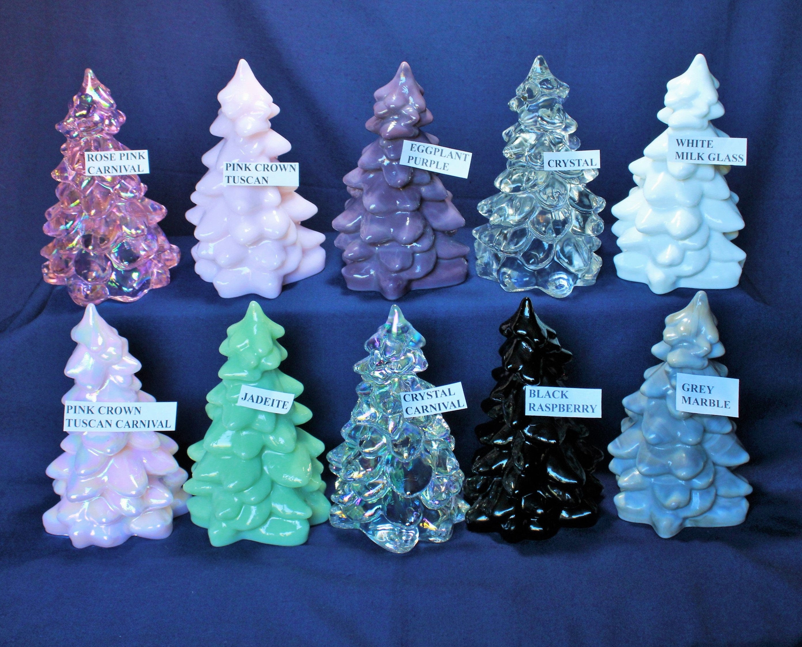 Mosser Glass Tree 5-1/2" Tree, Your Choice of 17 Colors Hand Pressed Glass Pine Tree