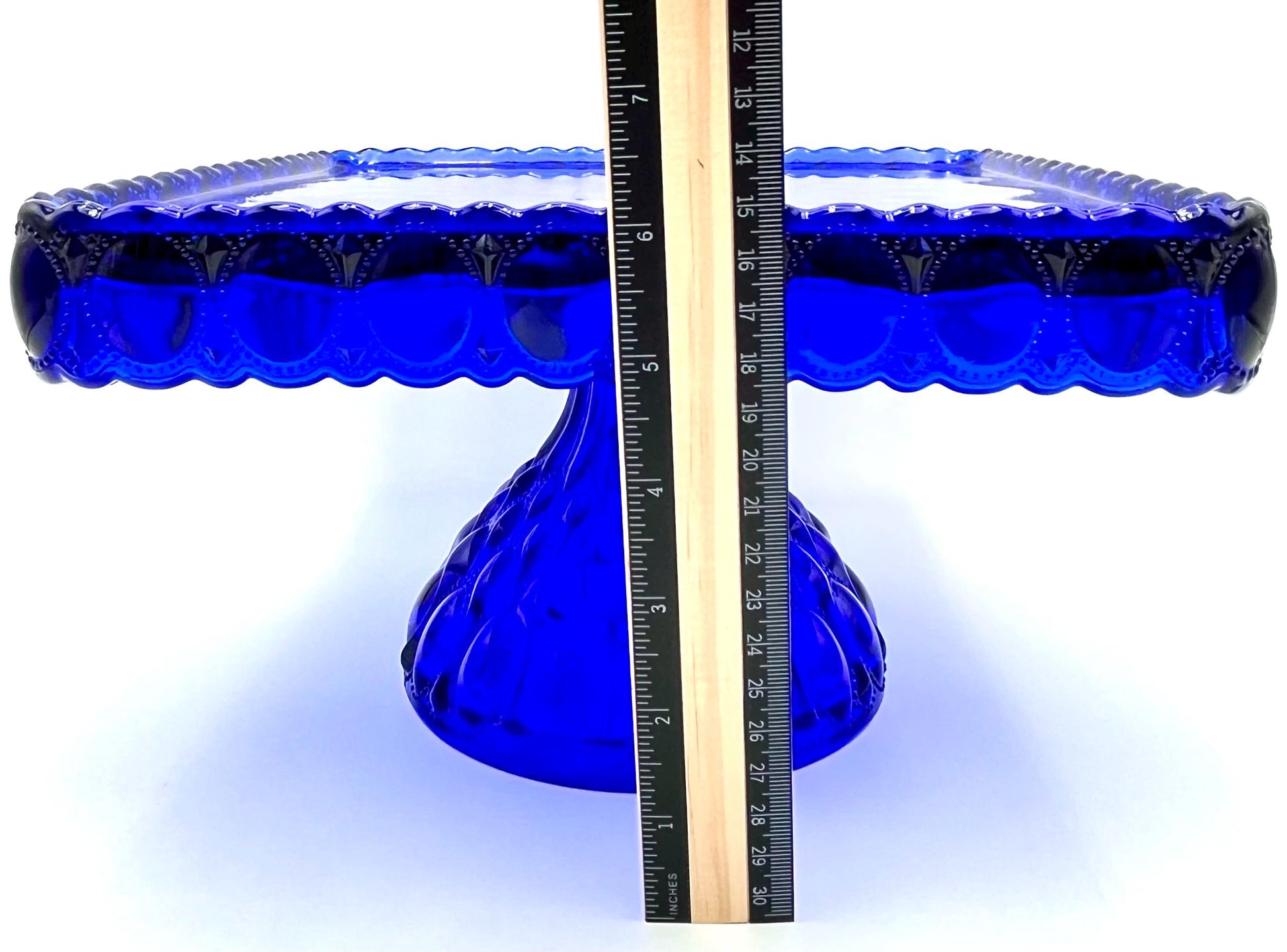 Mosser Cobalt Cake Stand or Cake Plate 10" Square Elizabeth Quilted Pedestal Cake Plate Wedding, Shower, Cupcakes