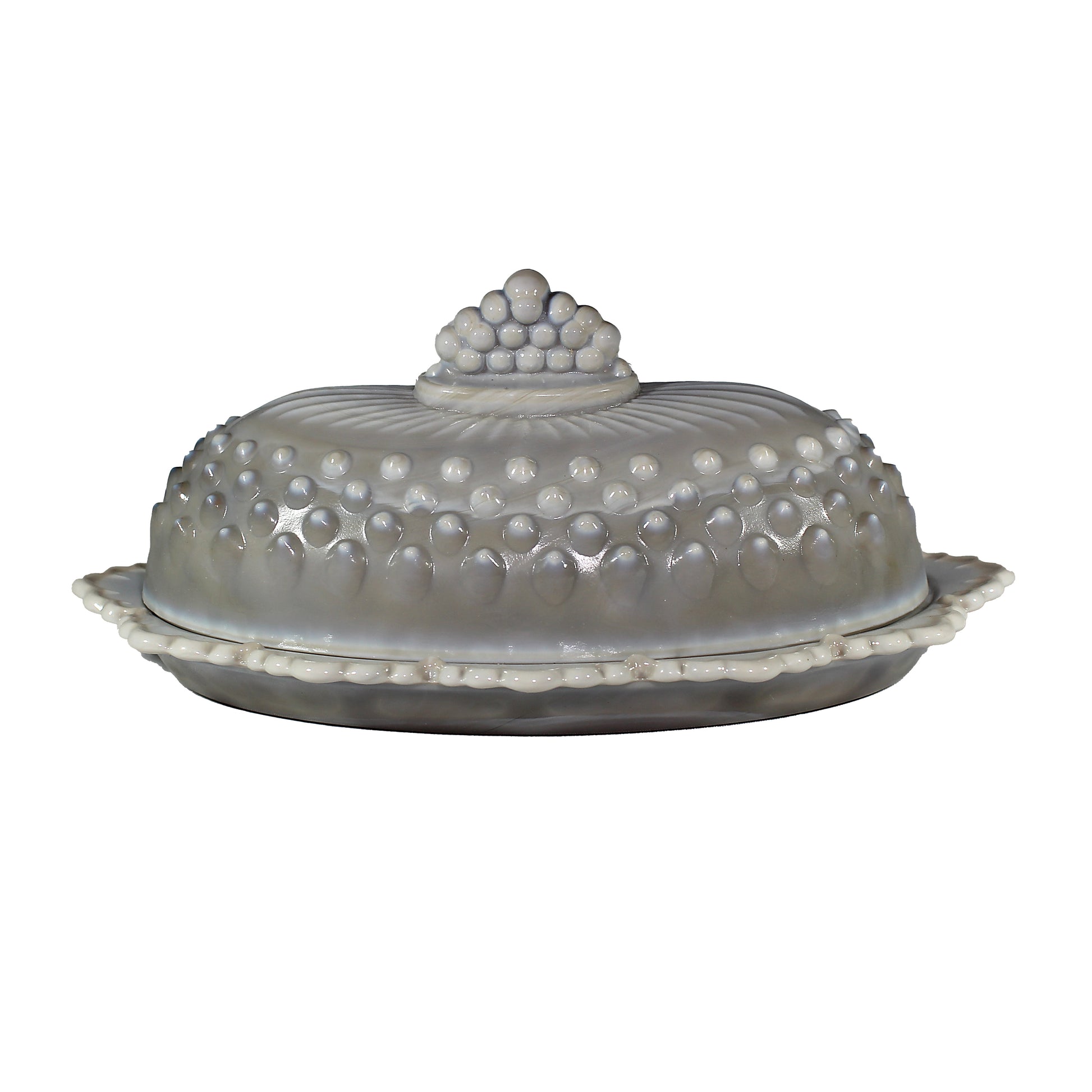 Mosser Hobnail Covered Butter Dish Single Stick or 1/4 Stick Scalloped Edge Base, Your CHOICE of Color