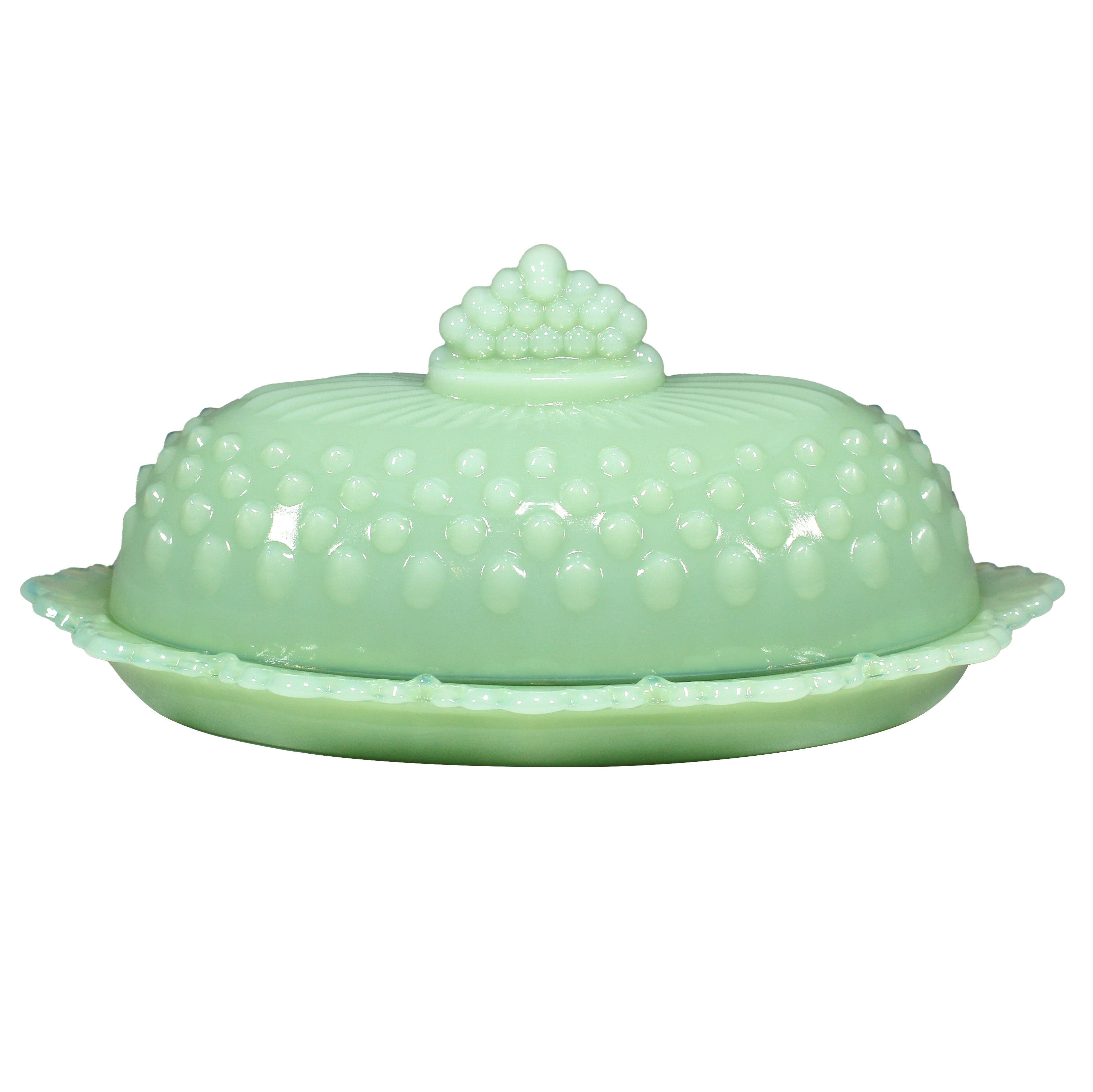 Mosser Hobnail Covered Butter Dish Single Stick or 1/4 Stick Scalloped Edge Base, Your CHOICE of Color