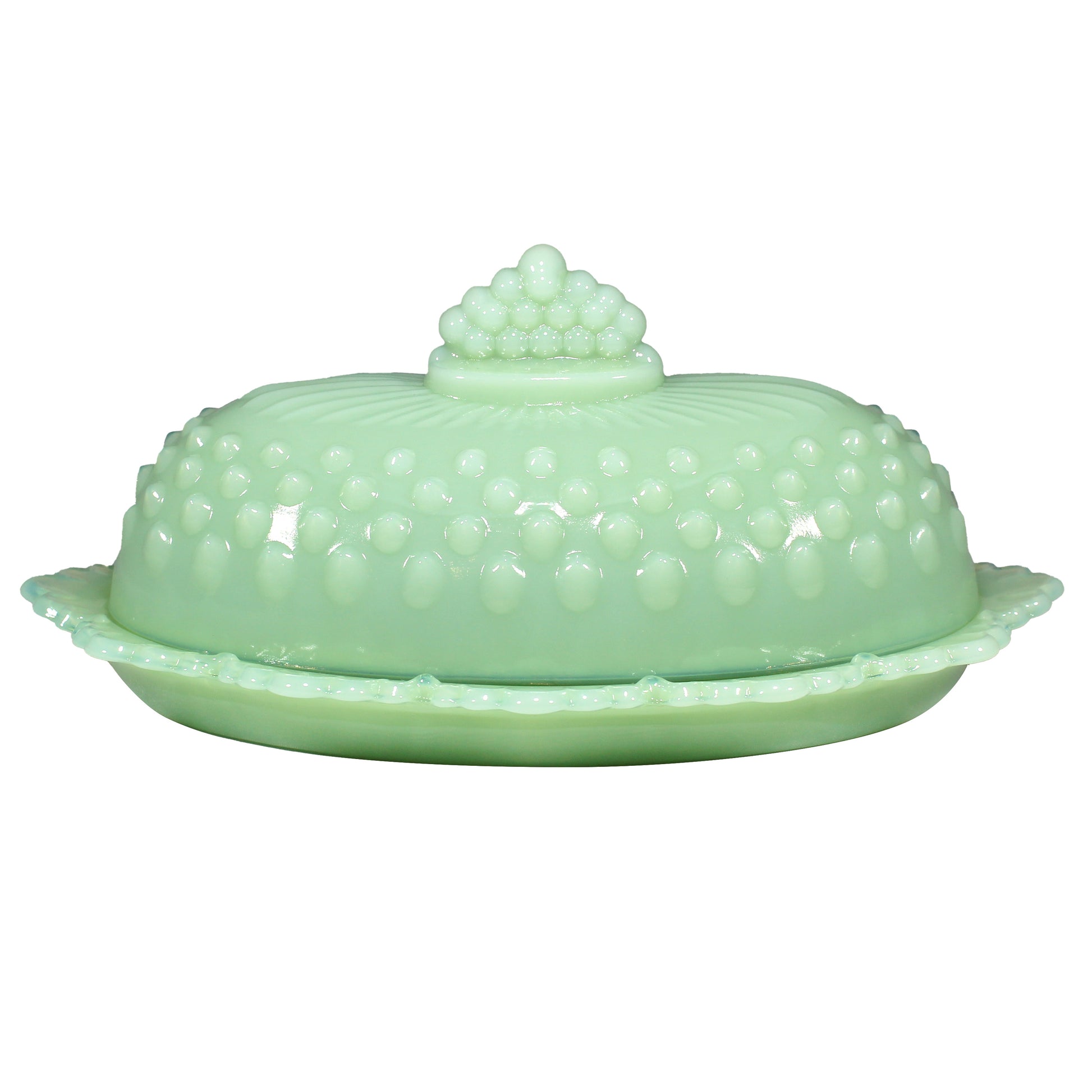 Mosser Hobnail Covered Butter Dish Single Stick or 1/4 Stick Scalloped Edge Base, Your CHOICE of Color