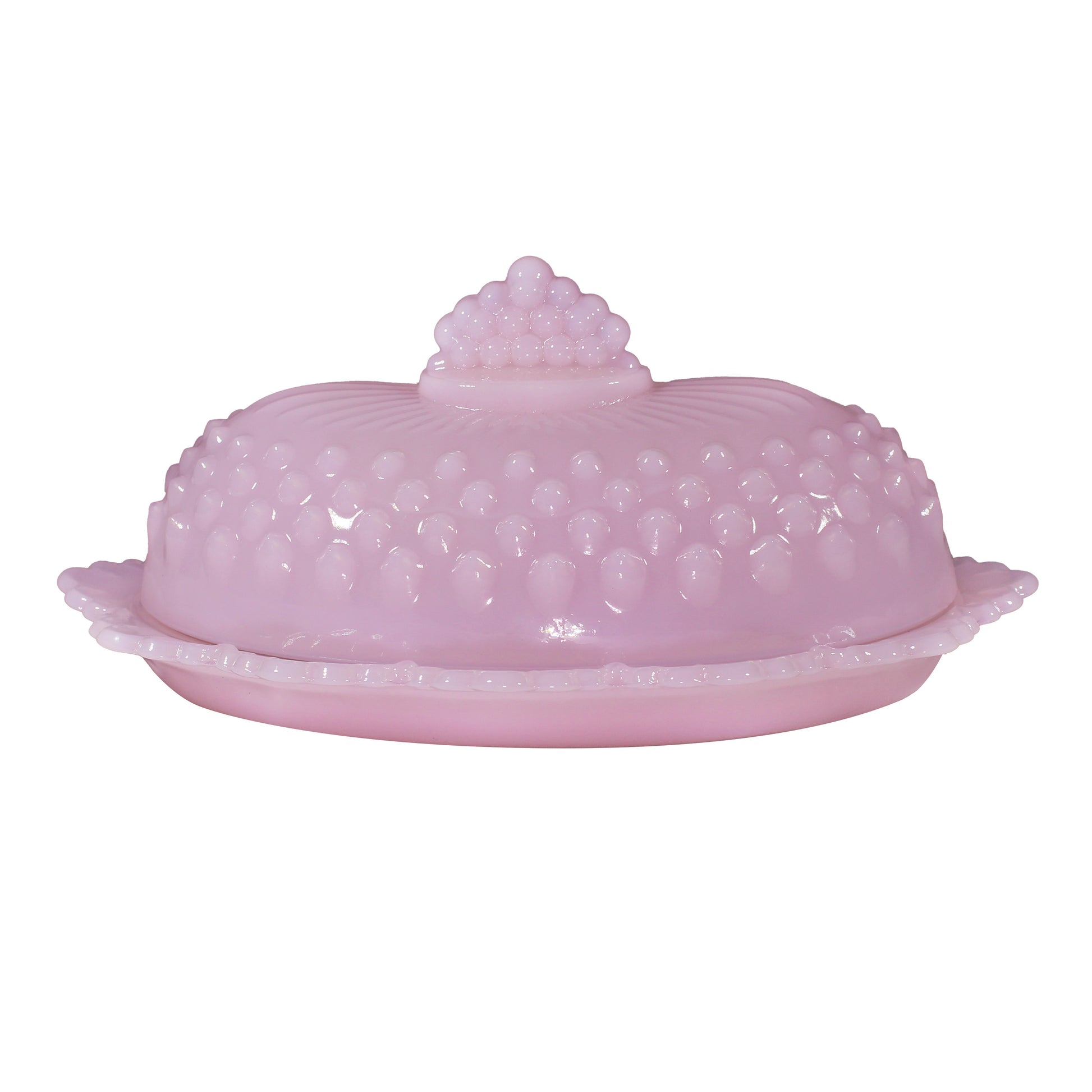 Mosser Hobnail Covered Butter Dish Single Stick or 1/4 Stick Scalloped Edge Base, Your CHOICE of Color