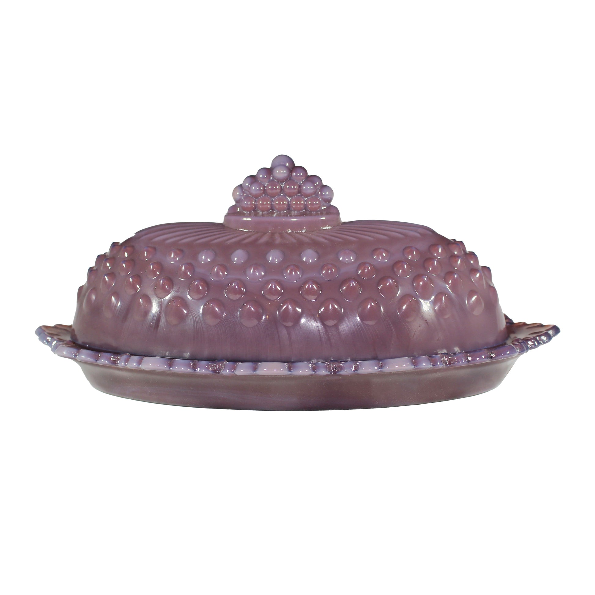 Mosser Hobnail Covered Butter Dish Single Stick or 1/4 Stick Scalloped Edge Base, Your CHOICE of Color
