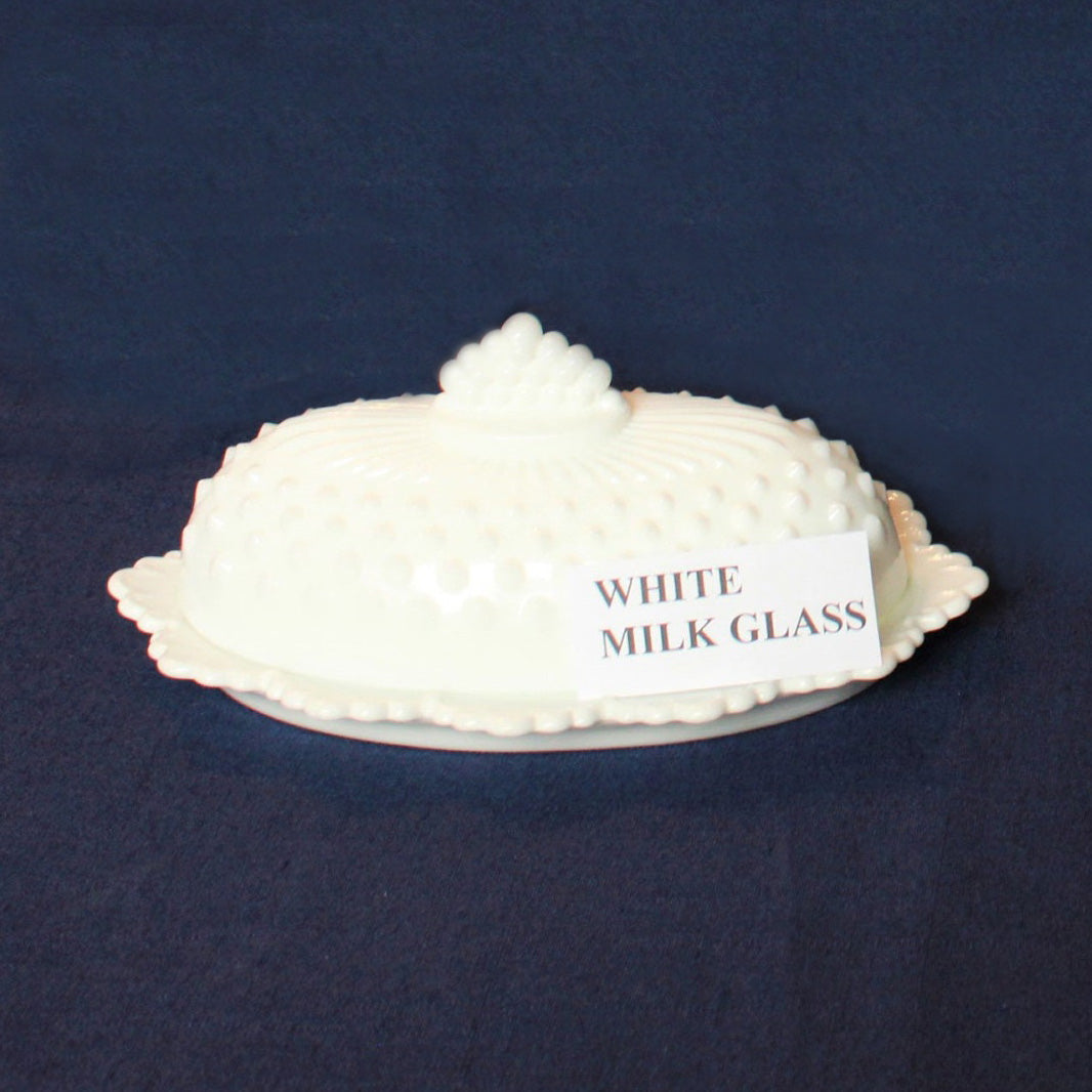 Mosser Hobnail Covered Butter Dish Single Stick or 1/4 Stick Scalloped Edge Base, Your CHOICE of Color