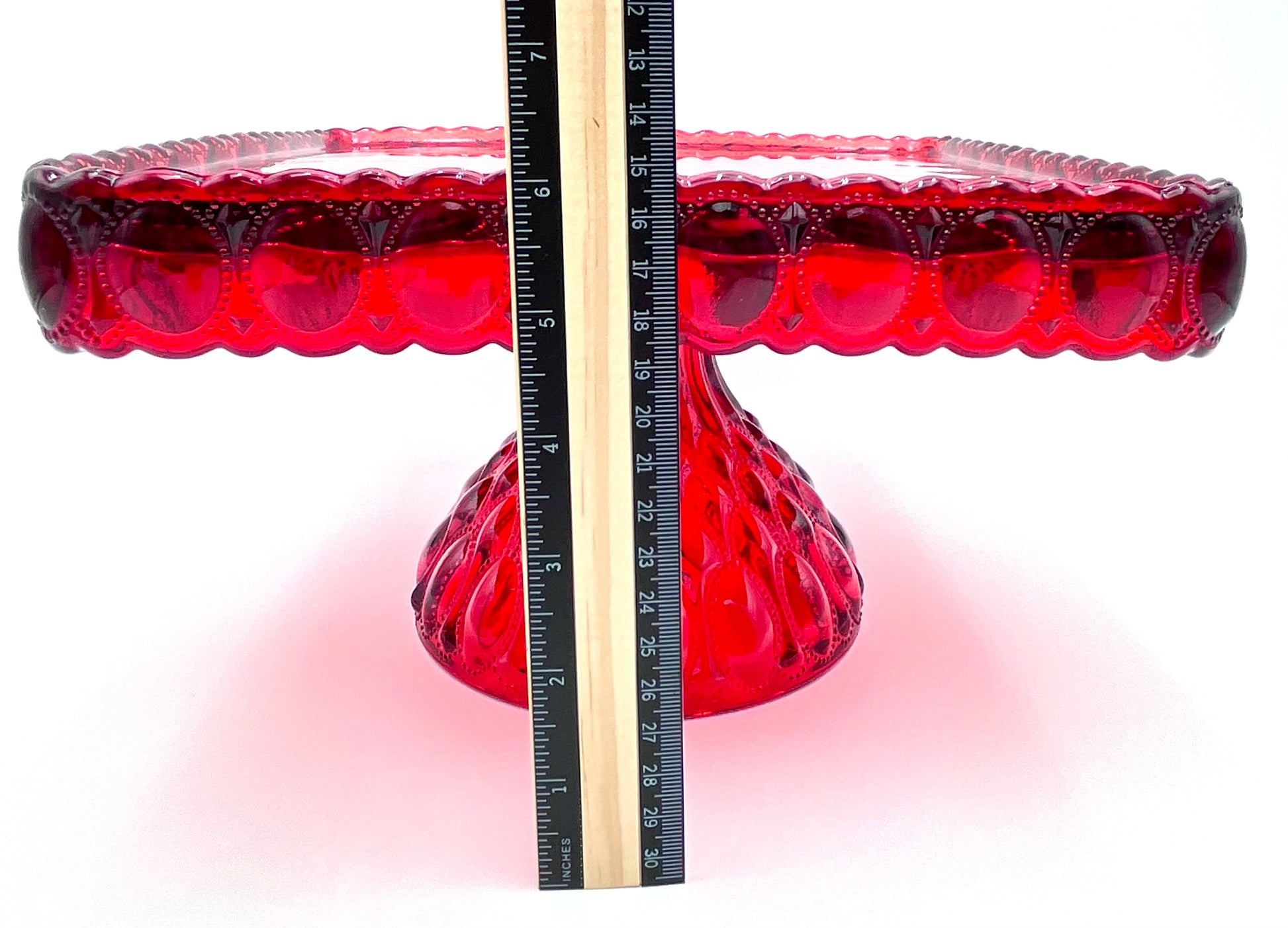 Mosser Red Cake Stand or Cake Plate 10" Square Elizabeth Quilted Pedestal Cake Plate Wedding, Shower, Cupcakes