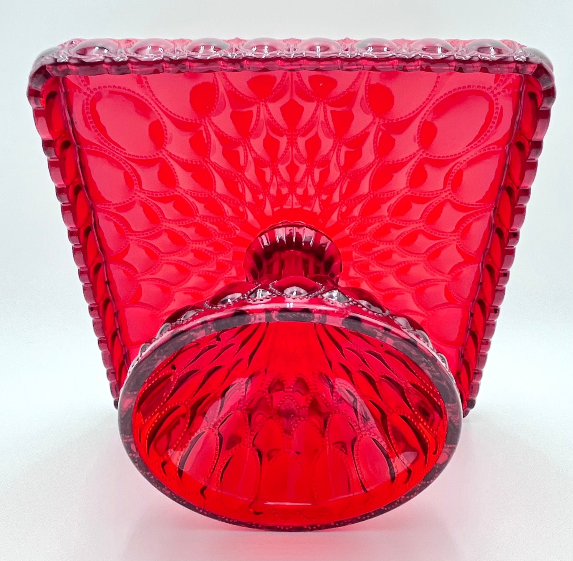 Mosser Red Cake Stand or Cake Plate 10" Square Elizabeth Quilted Pedestal Cake Plate Wedding, Shower, Cupcakes