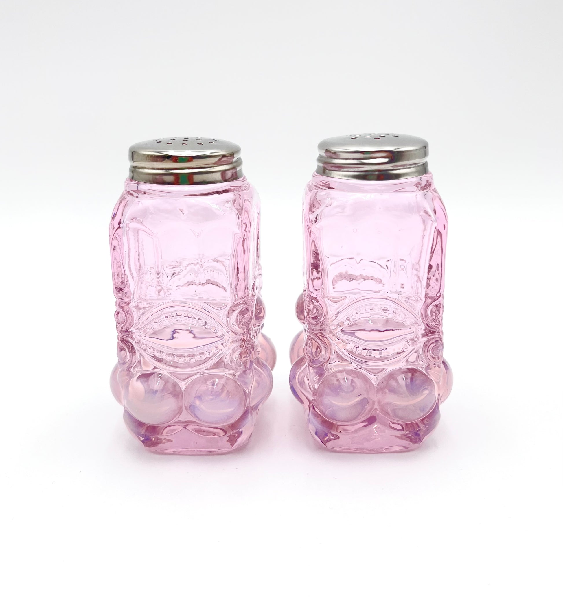 Mosser Glass Pink Opal Eye Winker Salt and Pepper Shakers, 3-7/8" High