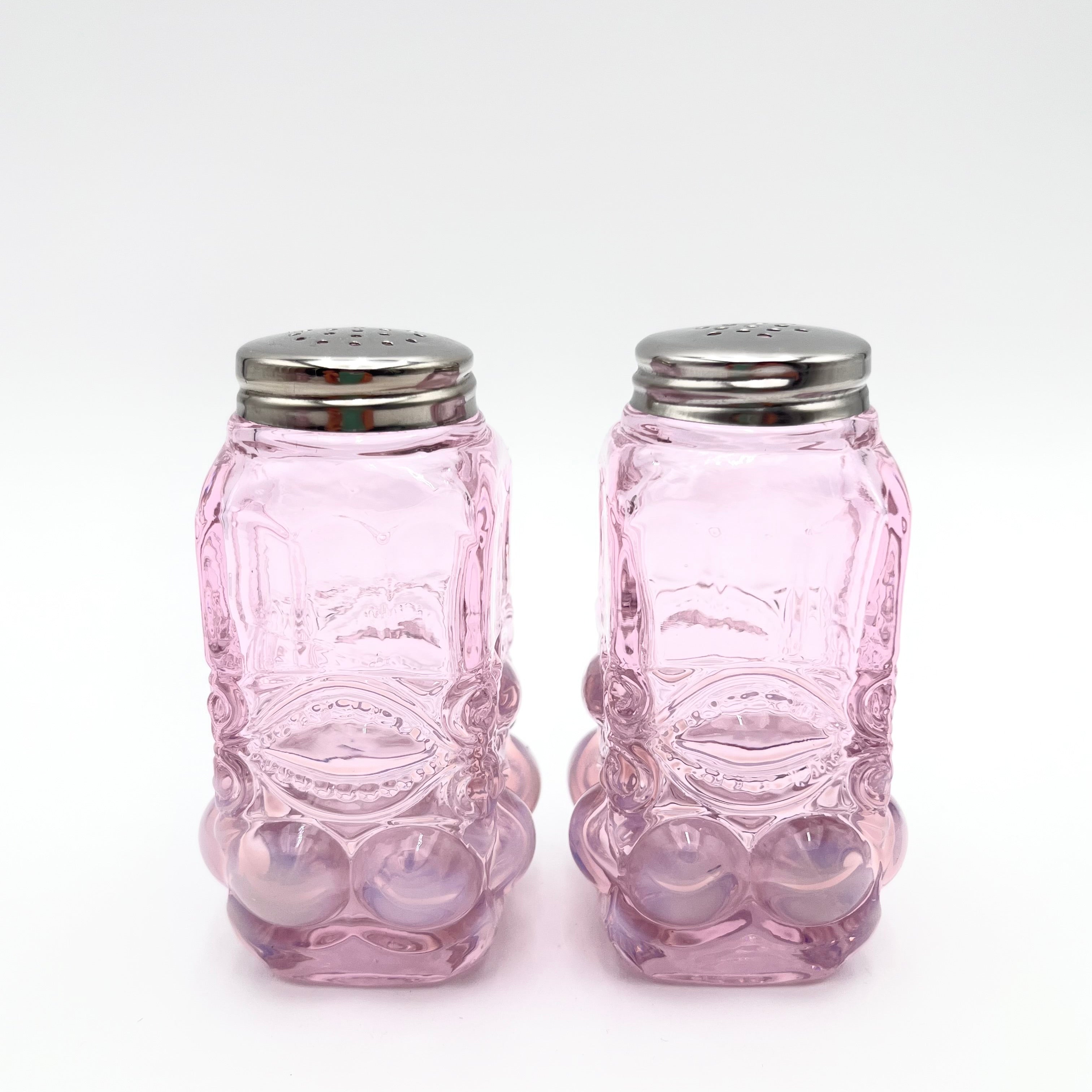 Mosser Glass Pink Opal Eye Winker Salt and Pepper Shakers, 3-7/8" High