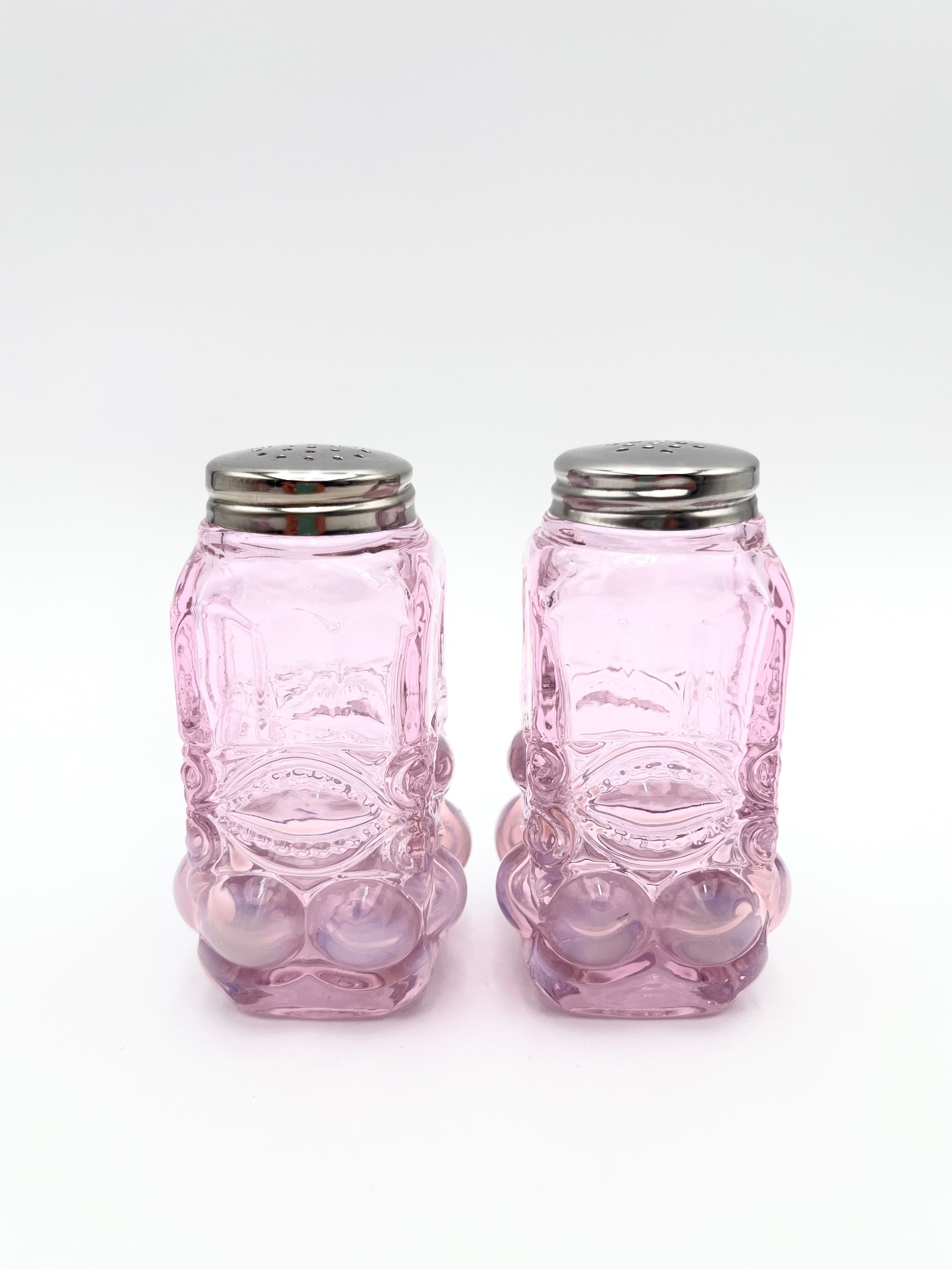 Mosser Glass Pink Opal Eye Winker Salt and Pepper Shakers, 3-7/8" High