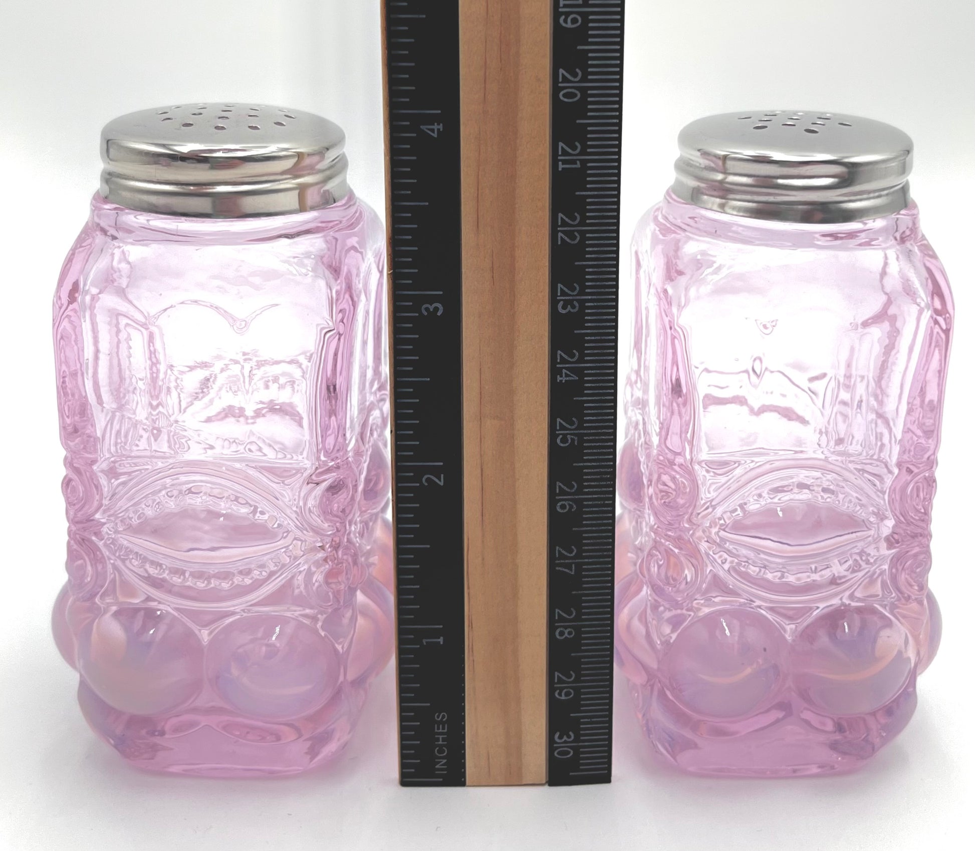 Mosser Glass Pink Opal Eye Winker Salt and Pepper Shakers, 3-7/8" High