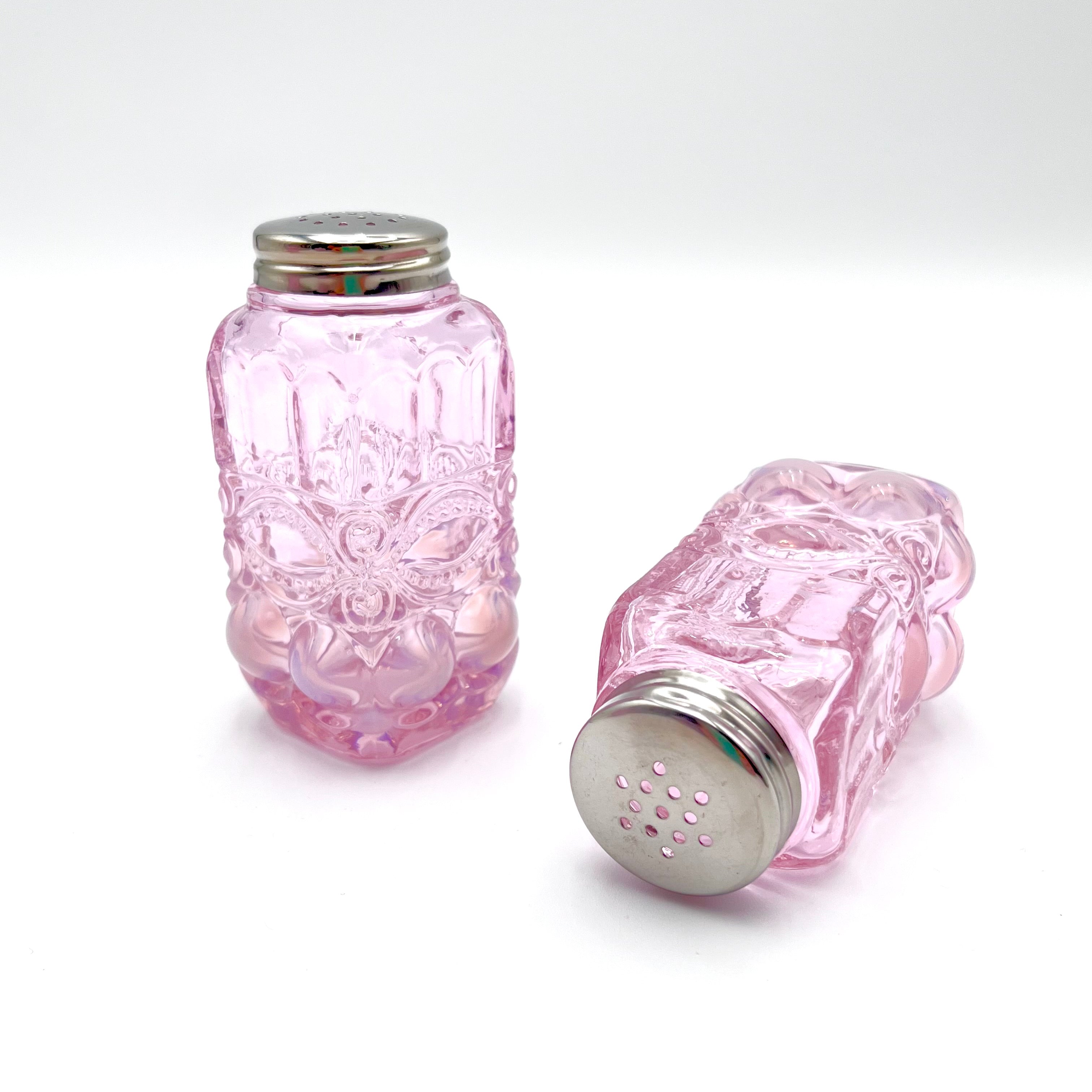 Mosser Glass Pink Opal Eye Winker Salt and Pepper Shakers, 3-7/8" High